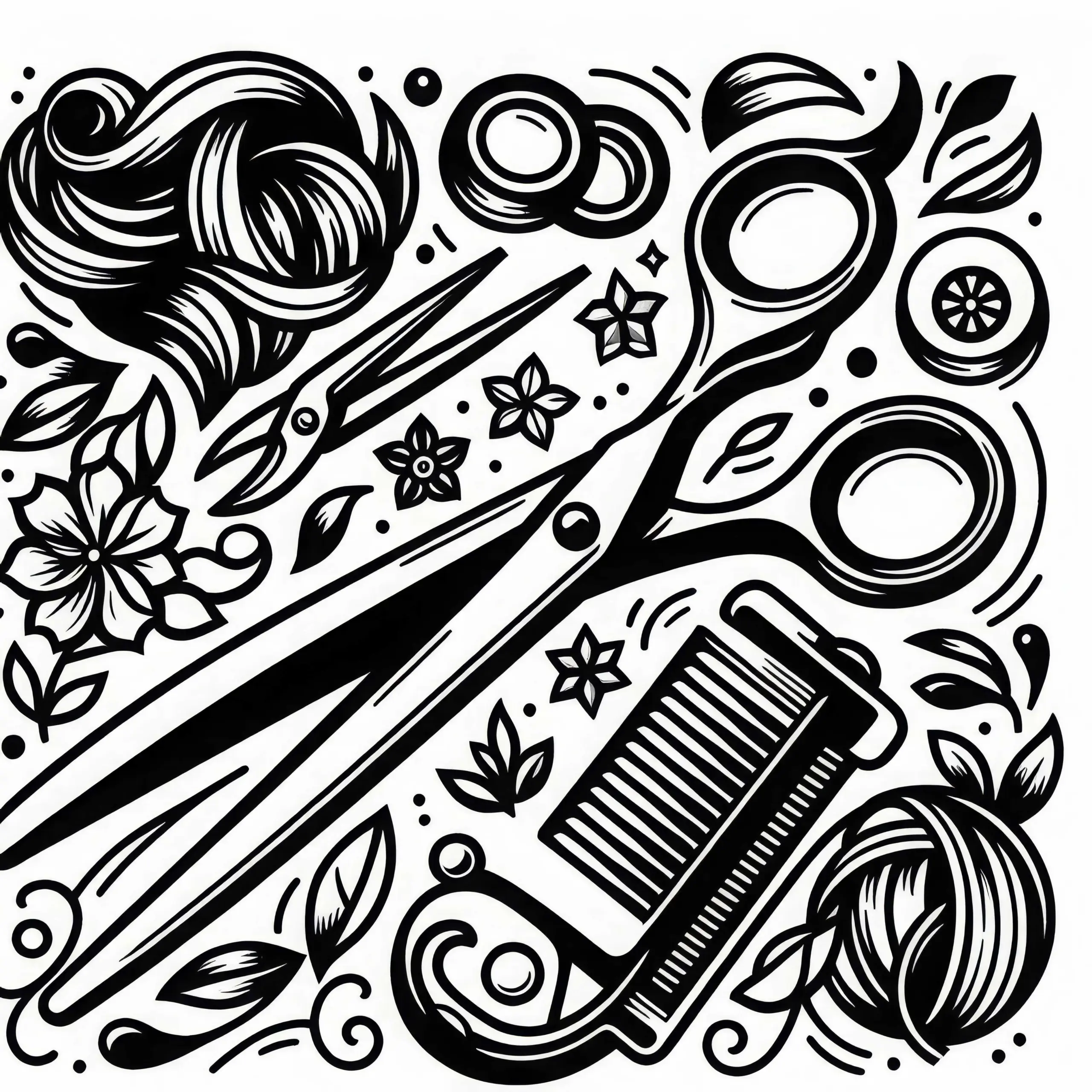 Haarschere eines Friseurs – Ausmalbild gratis