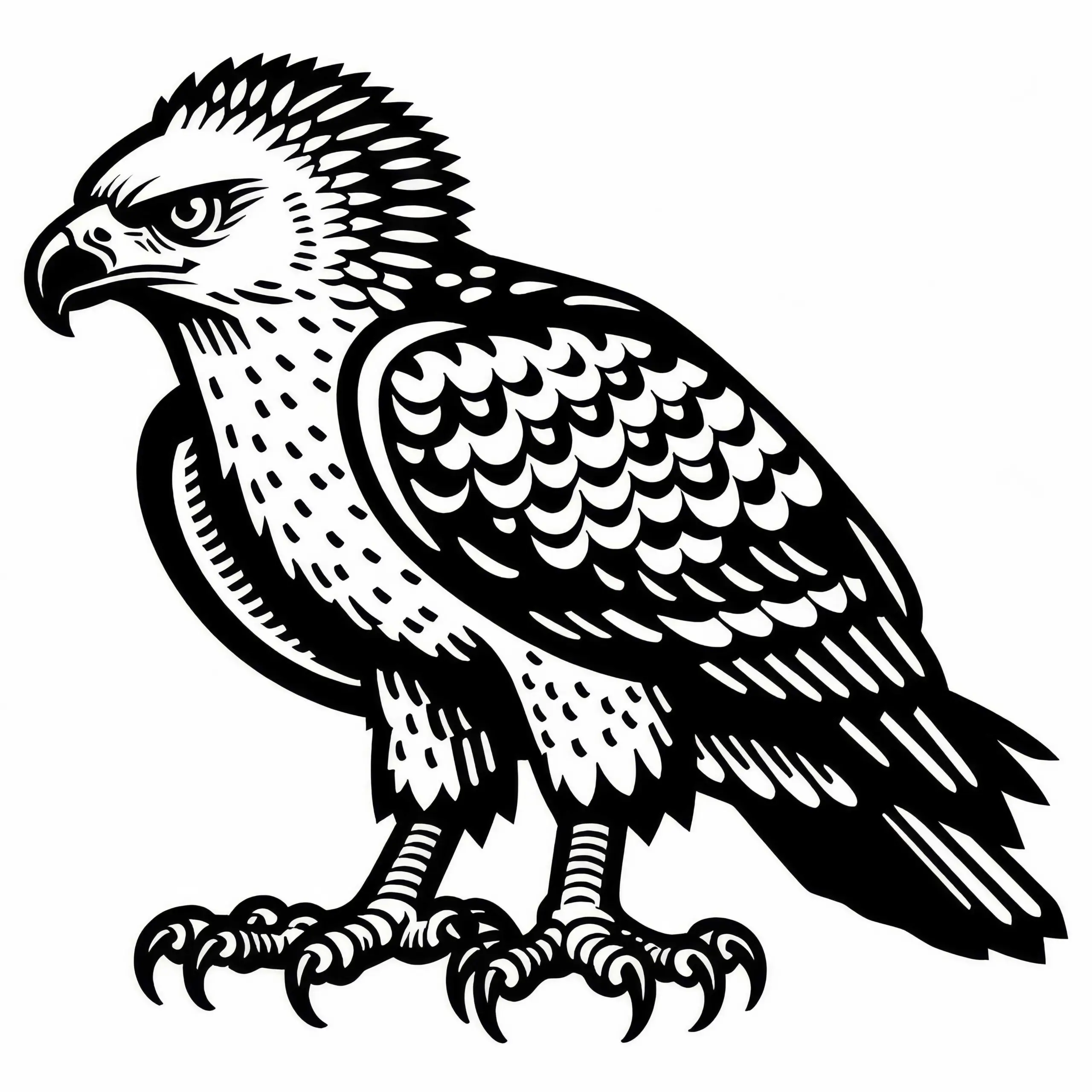 Habichtsadler – African Hawk Eagle – Vogel in Afrika – Malvorlage kostenlos (Ausmalbild)