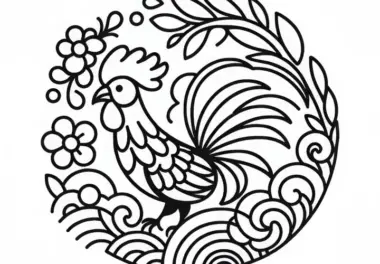 Hahn Malvorlage Tierkreiszeichen Chinesisch Japanisch Kostenlos