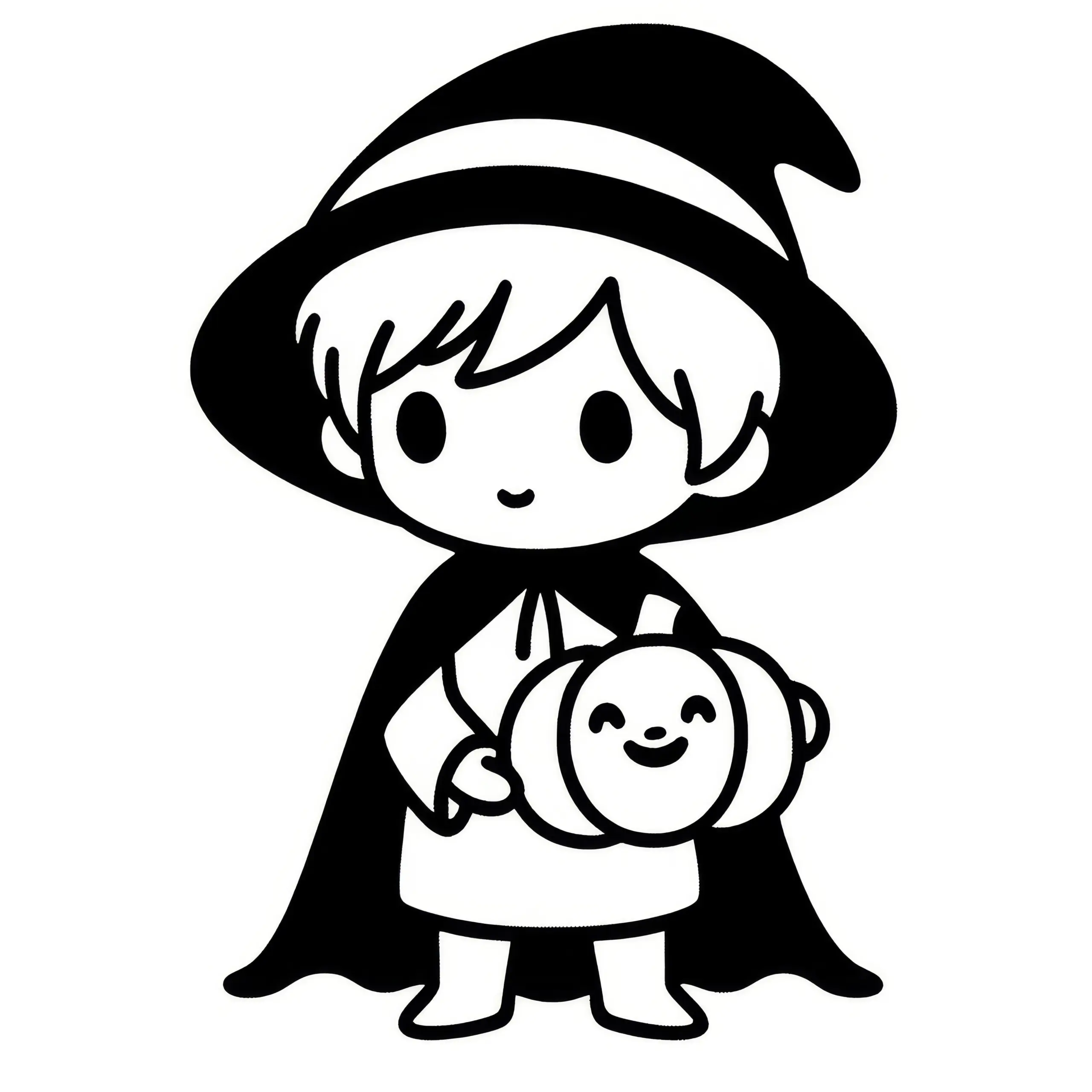 Halloween Kostüm: Kleiner Zauberer als einfaches Ausmalbild (Gratis)