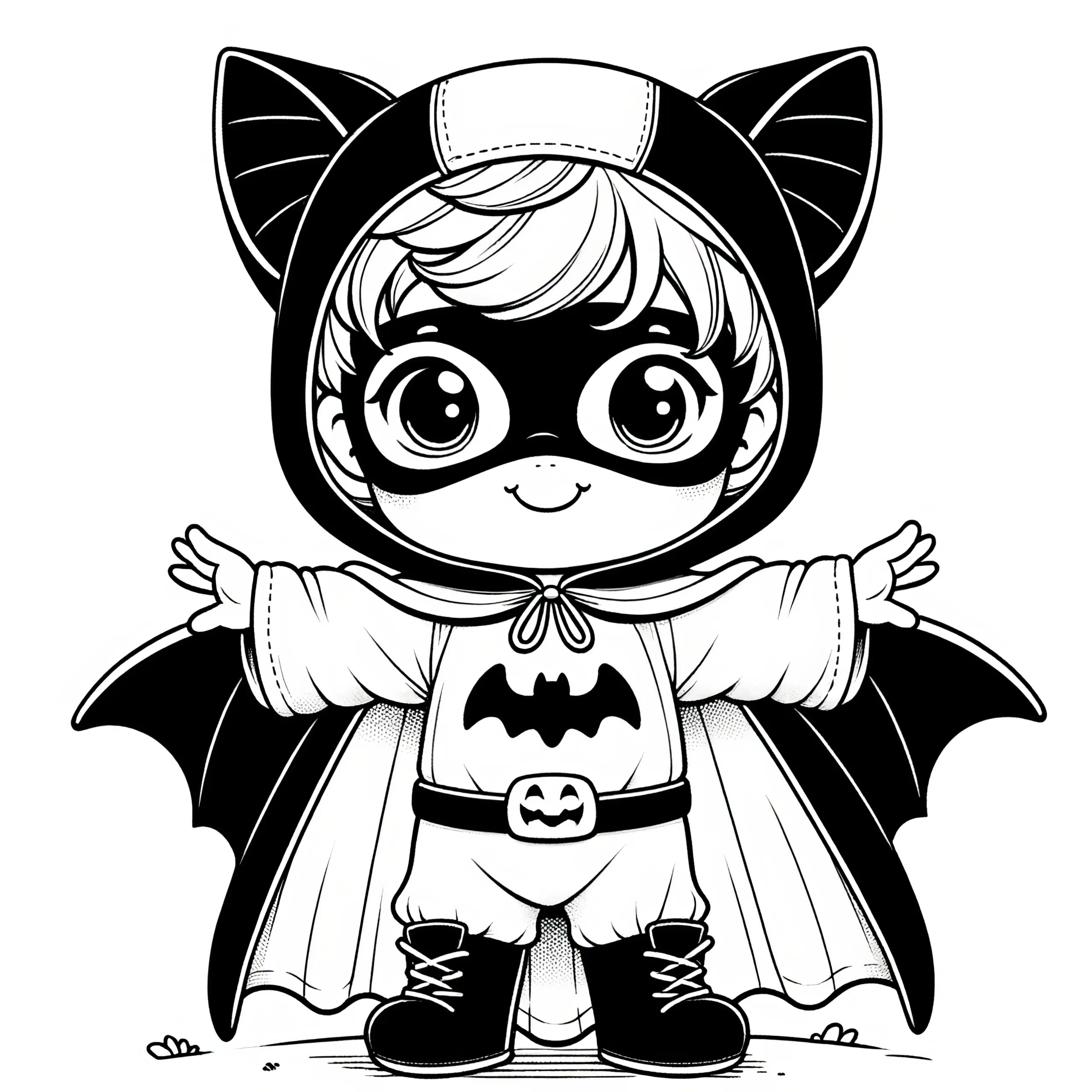 Halloween Kostüm Superheldin: Ausmalbild kostenlos zum Download