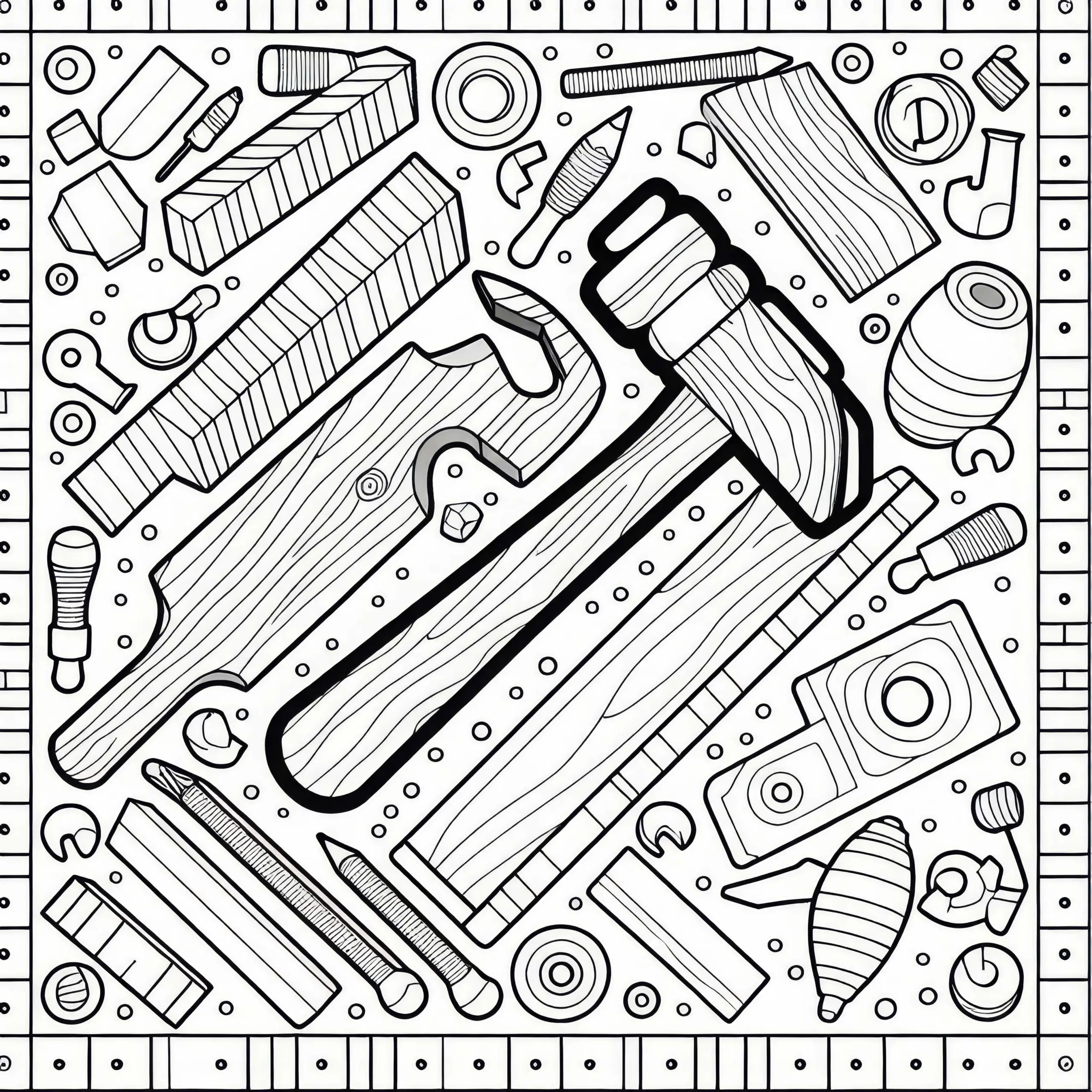 Hammer für Schreiner – Malvorlage einfach gratis (Ausmalbild)