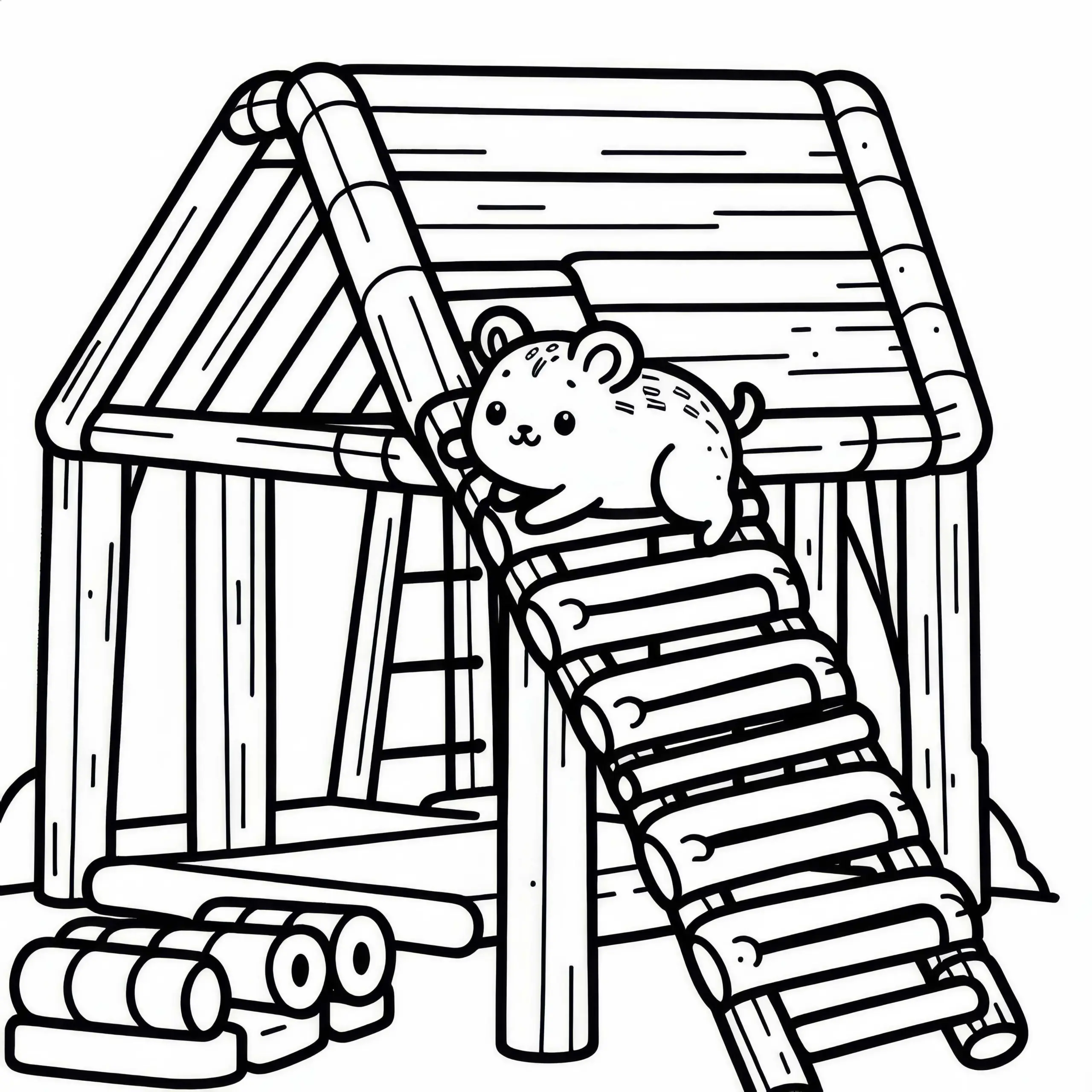 Hamster klettert an Rampe hoch – Ausmalbild kostenlos