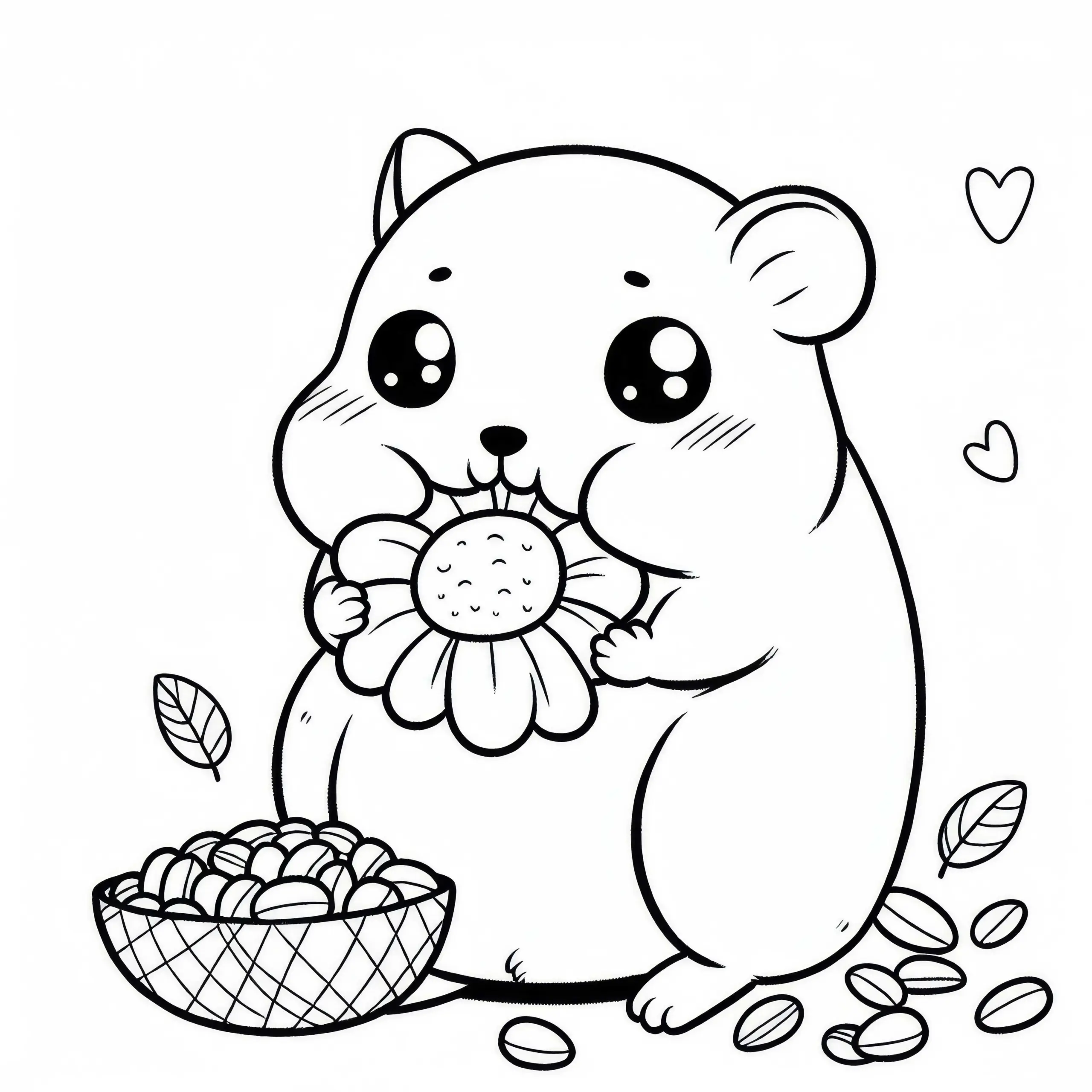 Hamster mit gefüllten Backen – Malvorlage kostenlos (Ausmalbild)