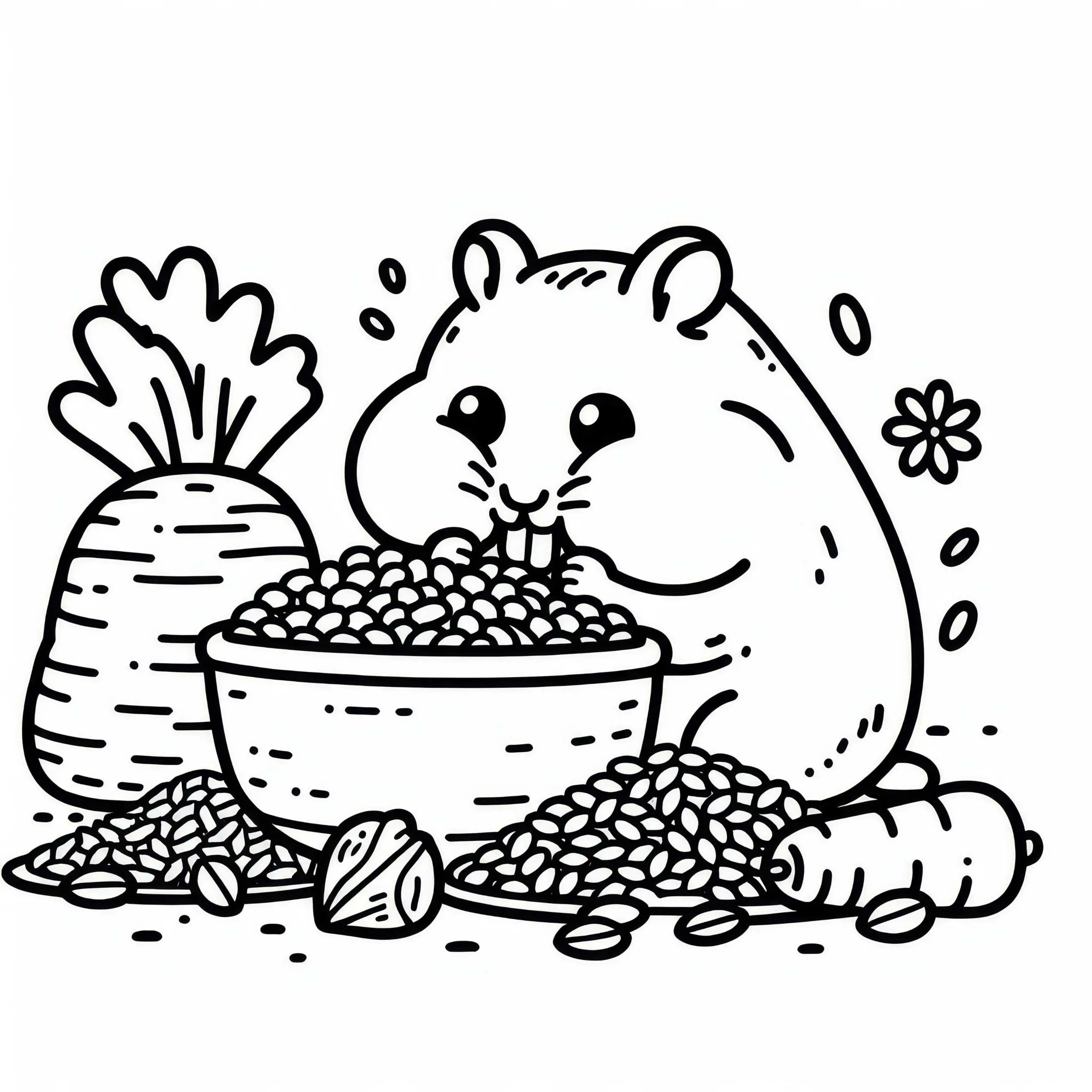 Hamster sammelt Futter – Ausmalbild kostenlos