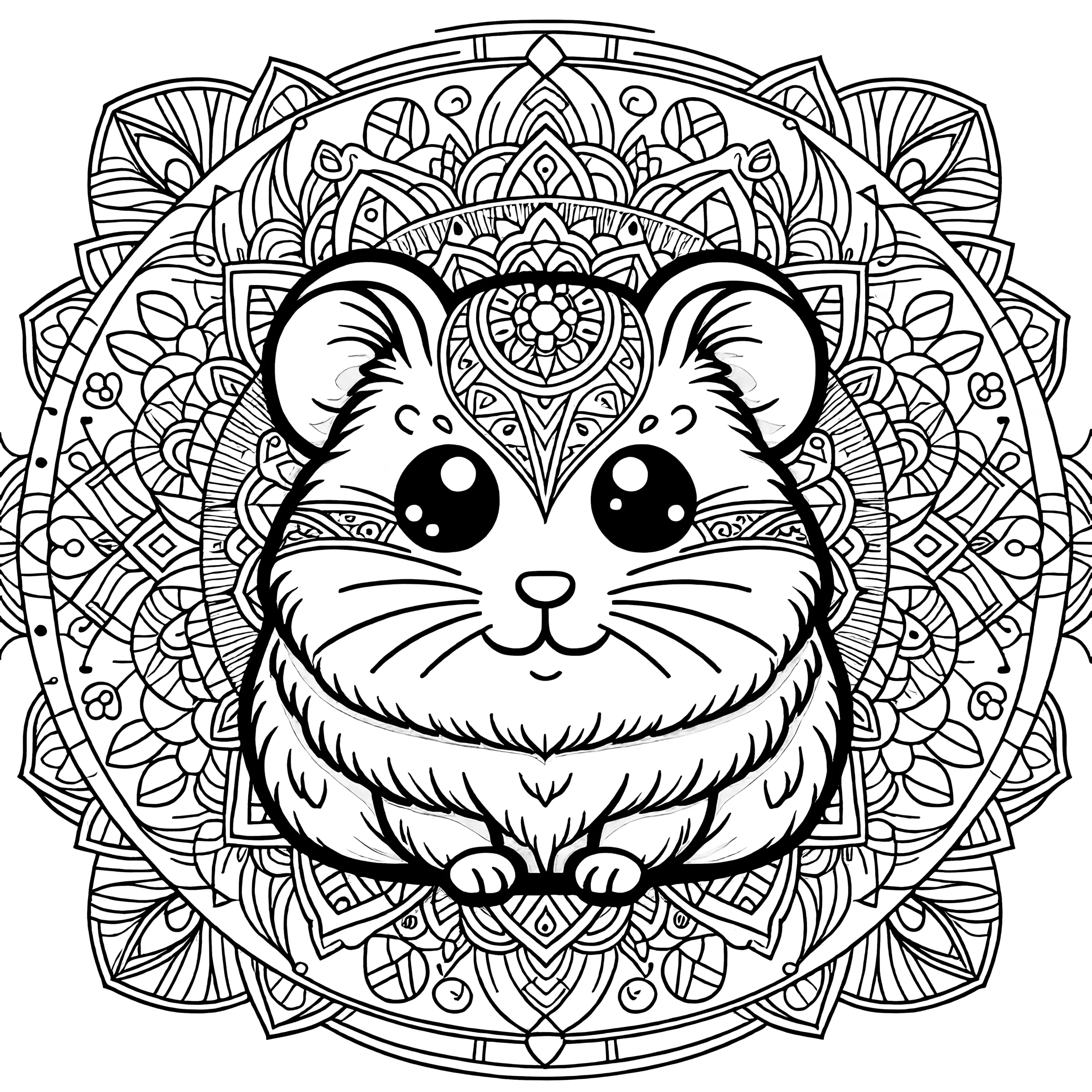 Spirituelles Hamster-Mandala: Ausmalbild zum Ausdrucken