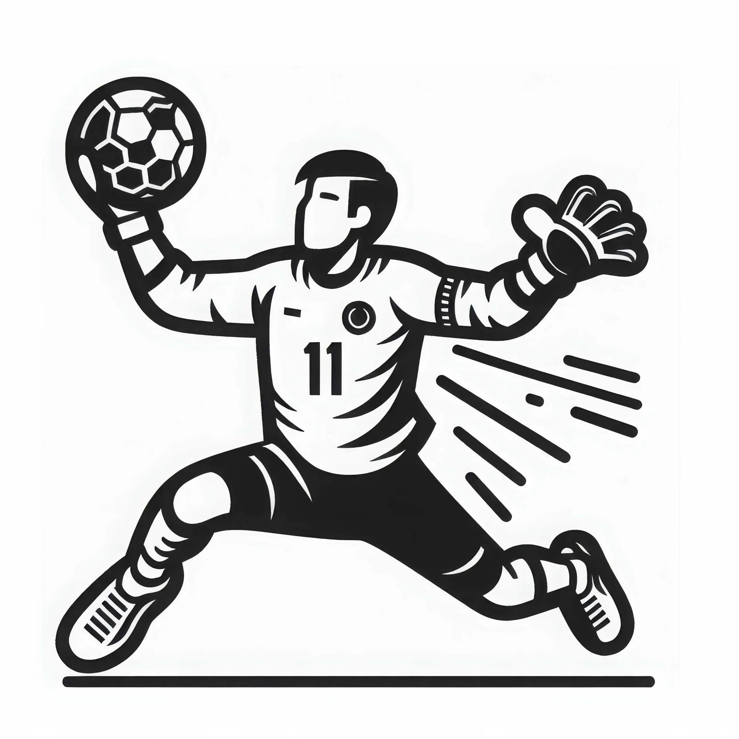 Handballtorwart macht Parade – Ausmalbild einfach gratis