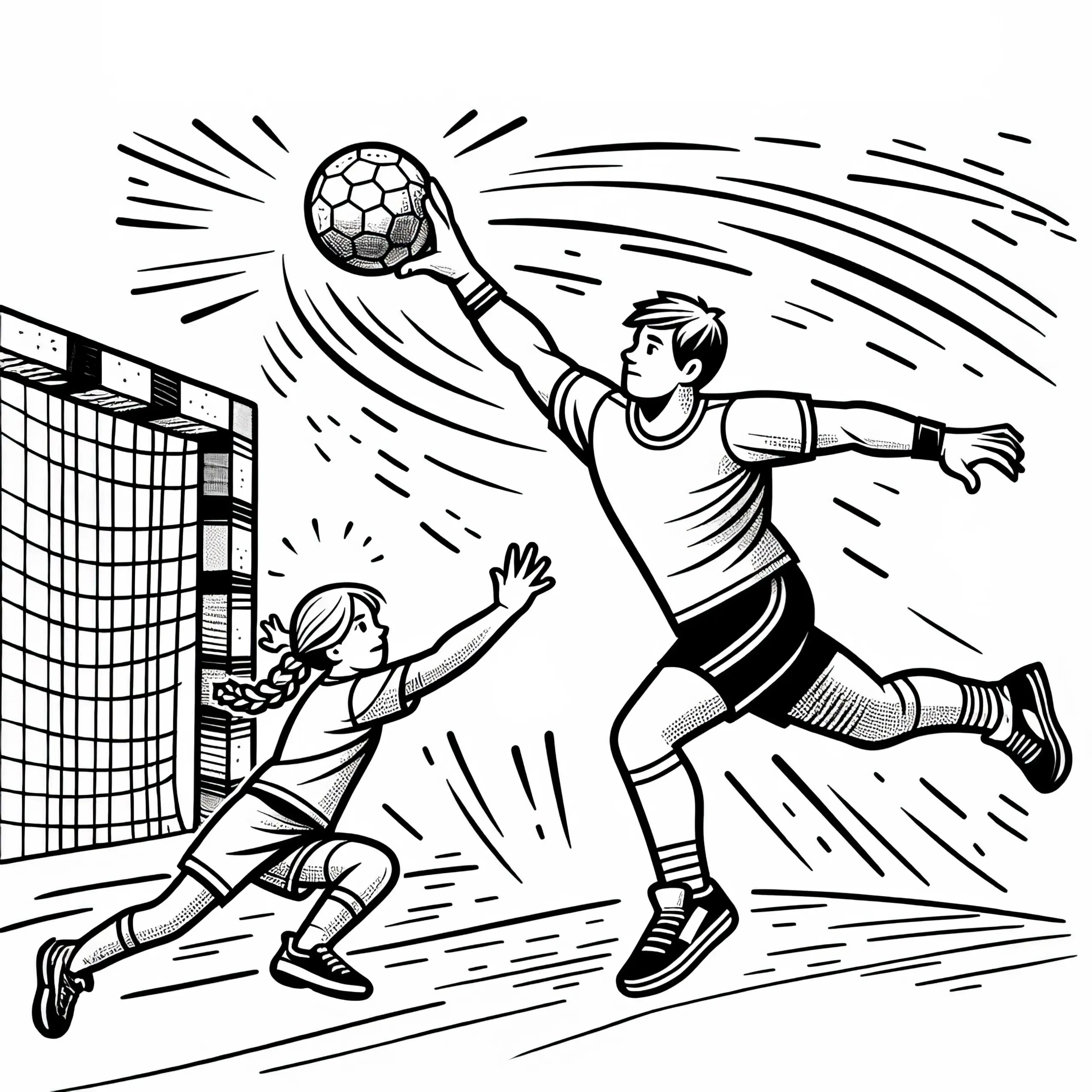 Handballer Ausmalbild einfach kostenlos