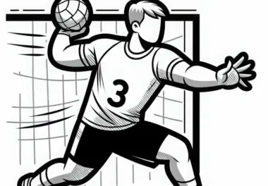Handballer wirft Ball mit voller Kraft – Ausmalbild gratis