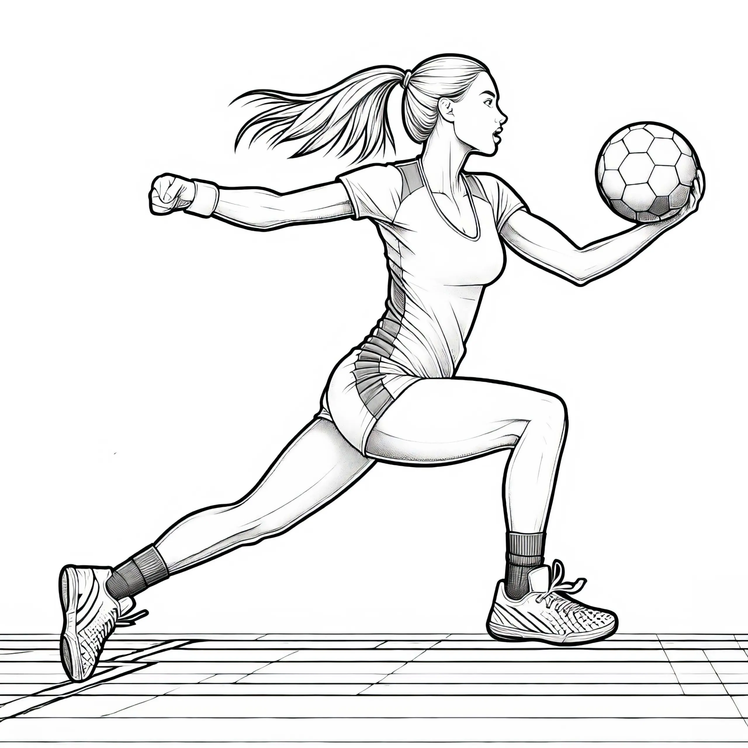 Handballerin Ausmalbild Realistisch Kostenlos