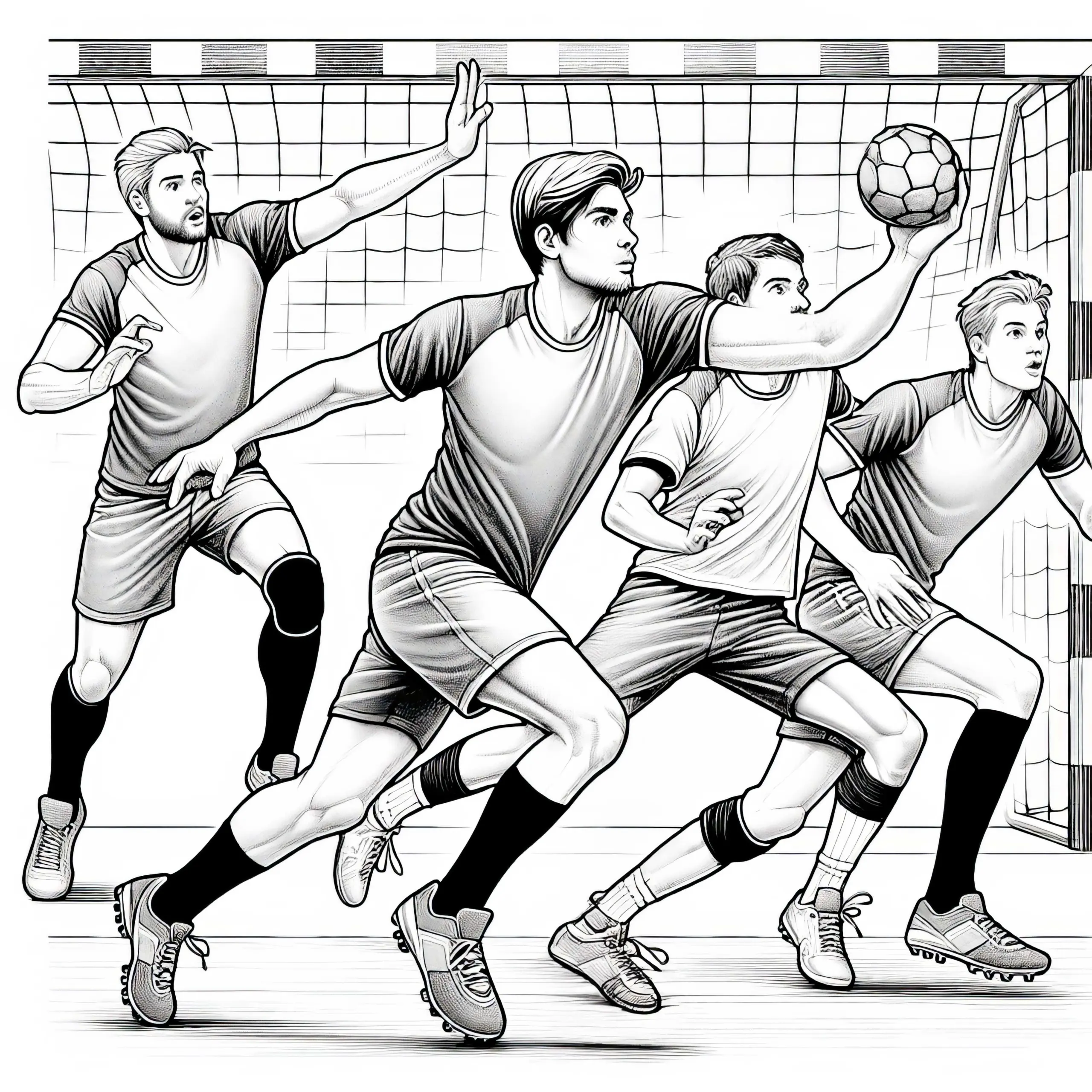 Handballspieler Ausmalbild – Hochwertig und Kostenlos