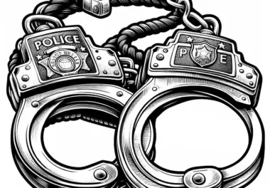 Handschellen eines Polizisten – Detailreiches Ausmalbild zum Download