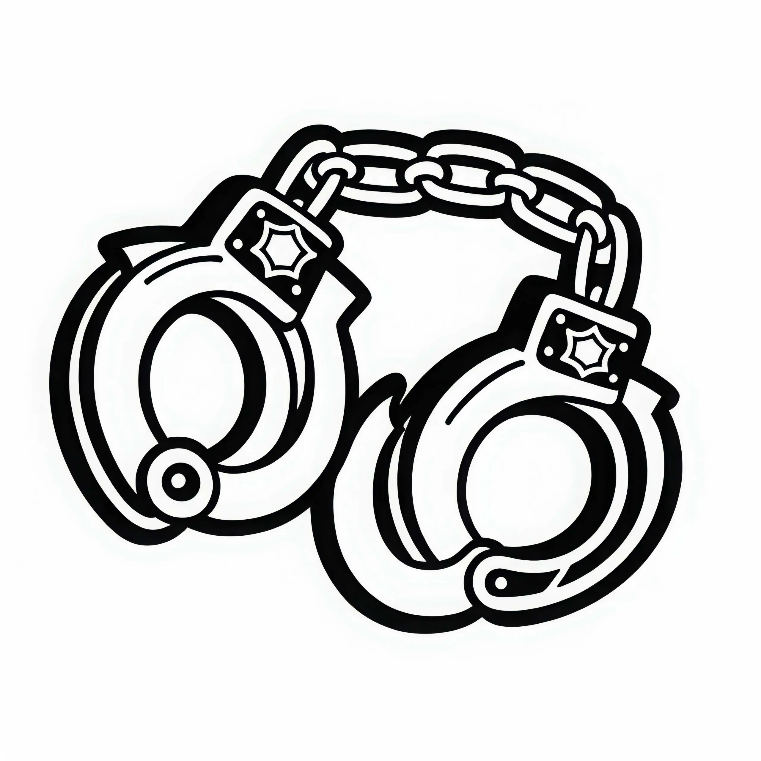 Handschellen eines Polizisten Malvorlage kostenlos (Ausmalbild)