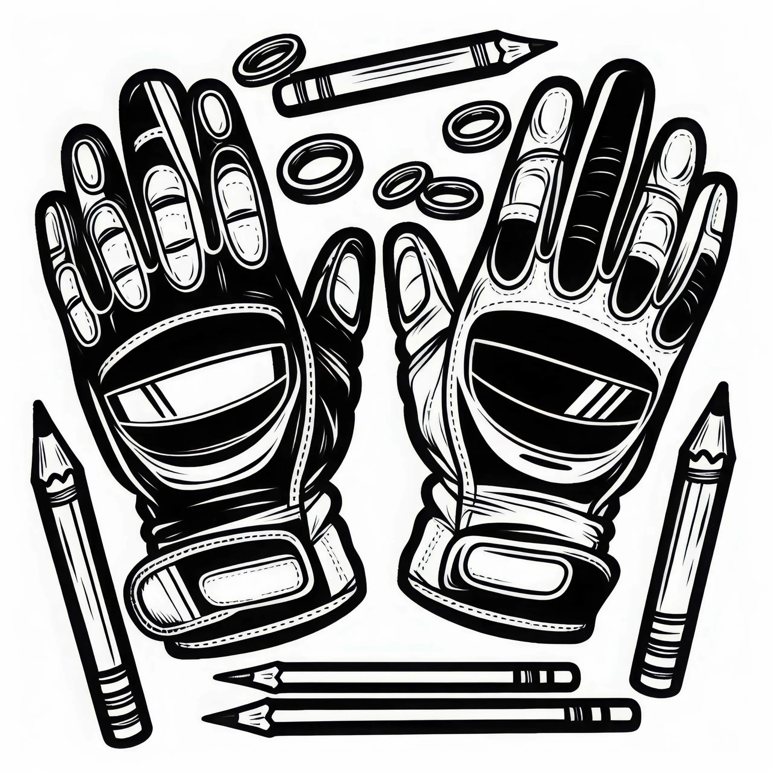 Handschuhe für einen Rennfahrer – Ausmalbild kostenlos