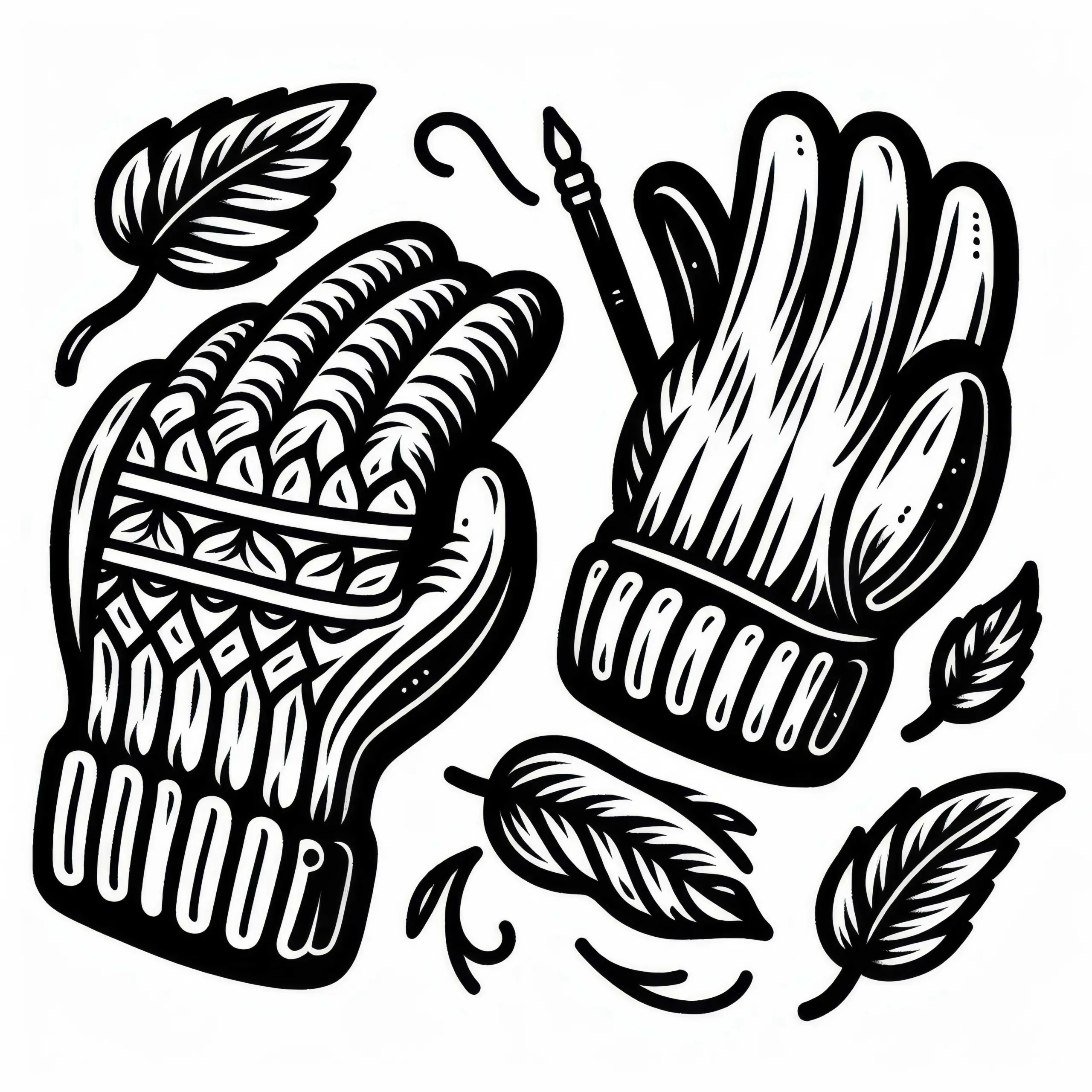 Handschuhe Malvorlage für Kleidung Kostenlos (Ausmalbild)