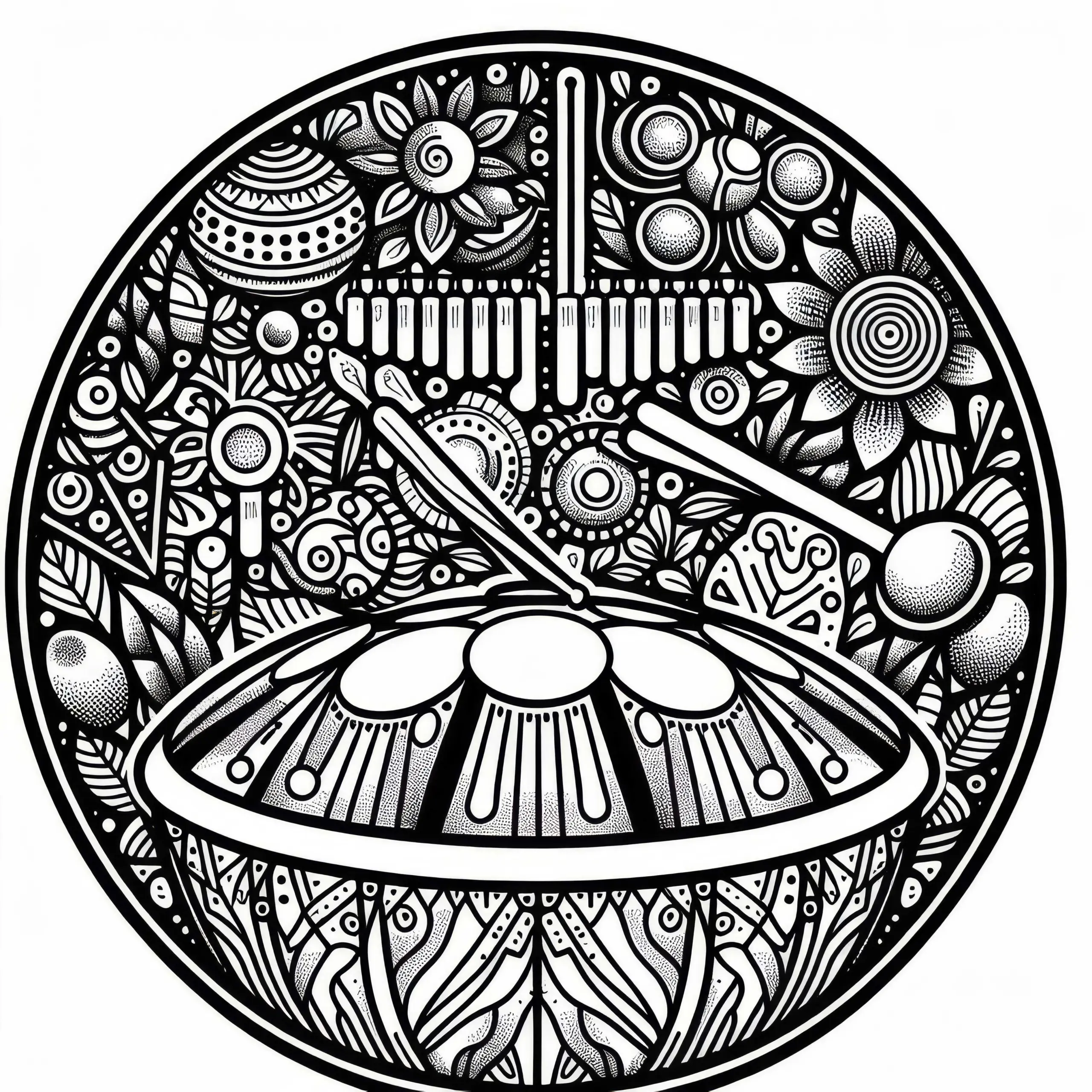 Hang-Handpan Malvorlage für Schlaginstrumente – Kostenlos (Ausmalbild)