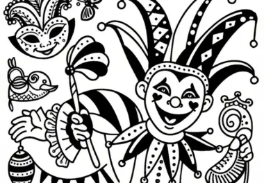 Harlekin Fasching Ausmalbild – Einfach und Kostenlos
