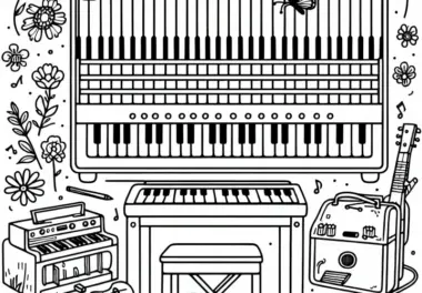 Harmonium Ausmalbild – Kostenloses Tasteninstrument zum Download