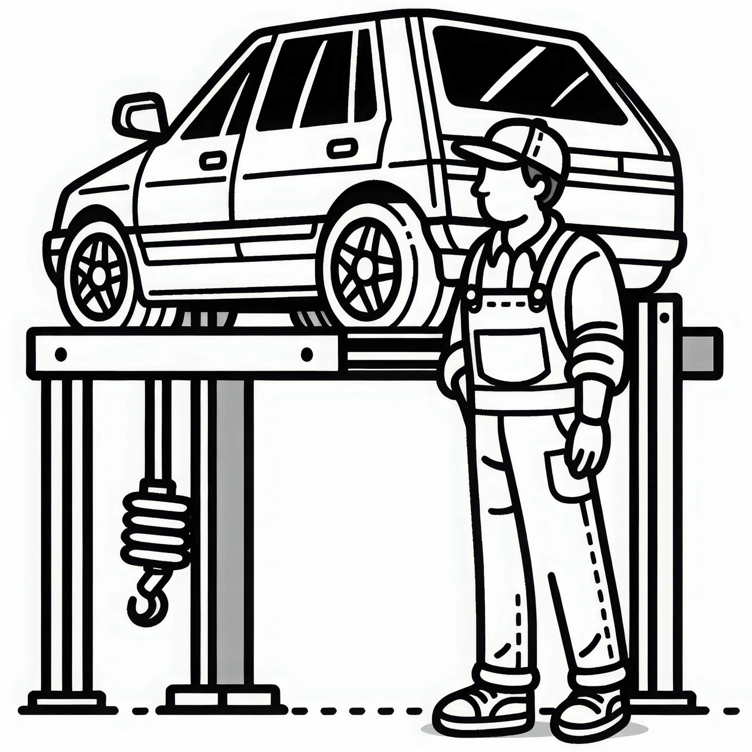 Hebebühne für Autos – Ausmalbild Kostenlos
