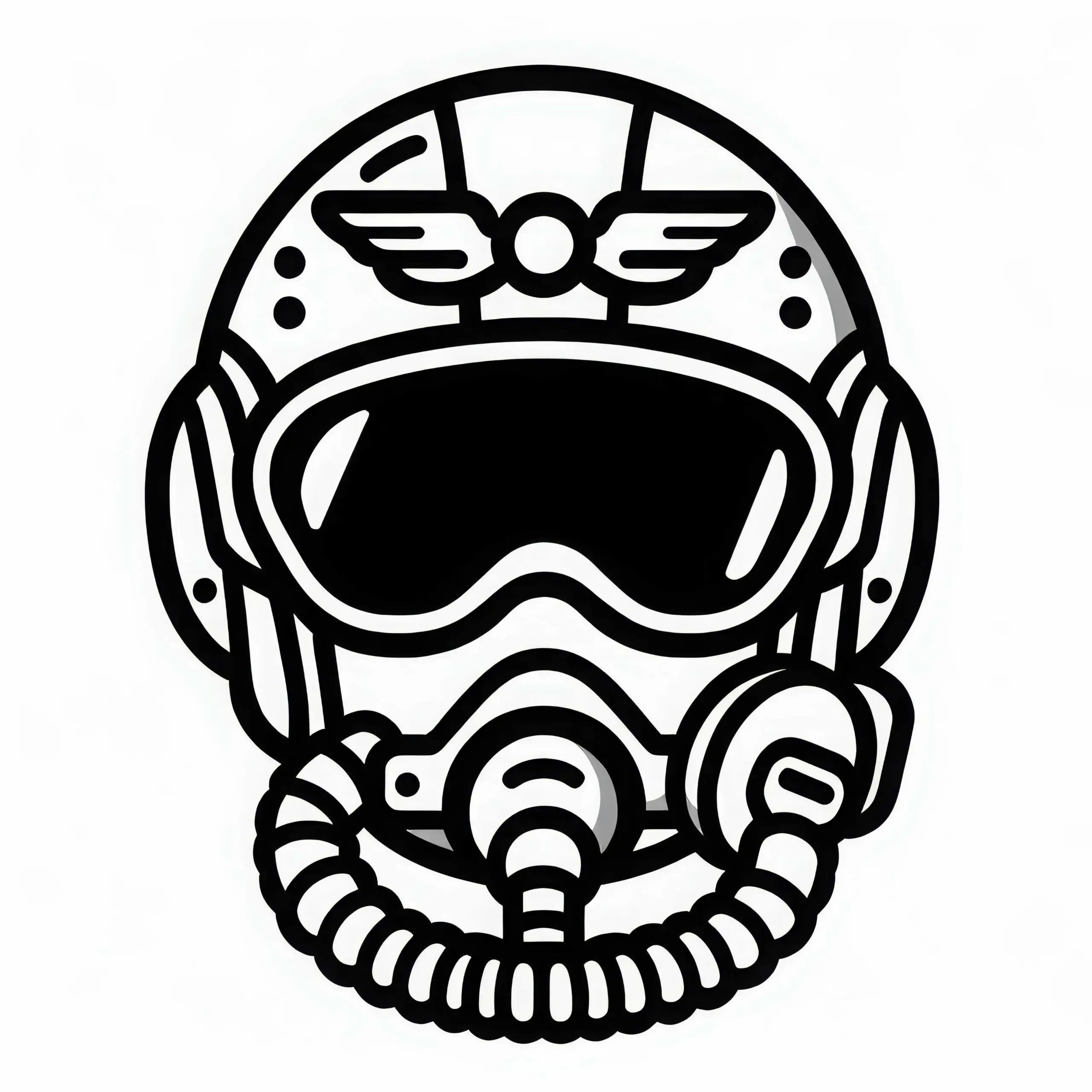 Helm eines Kampfjet-Piloten als Ausmalbild kostenlos