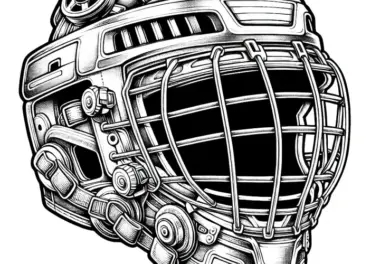 Ausmalbild eines Helm für Eishockey Spieler – Detailreich und kostenlos