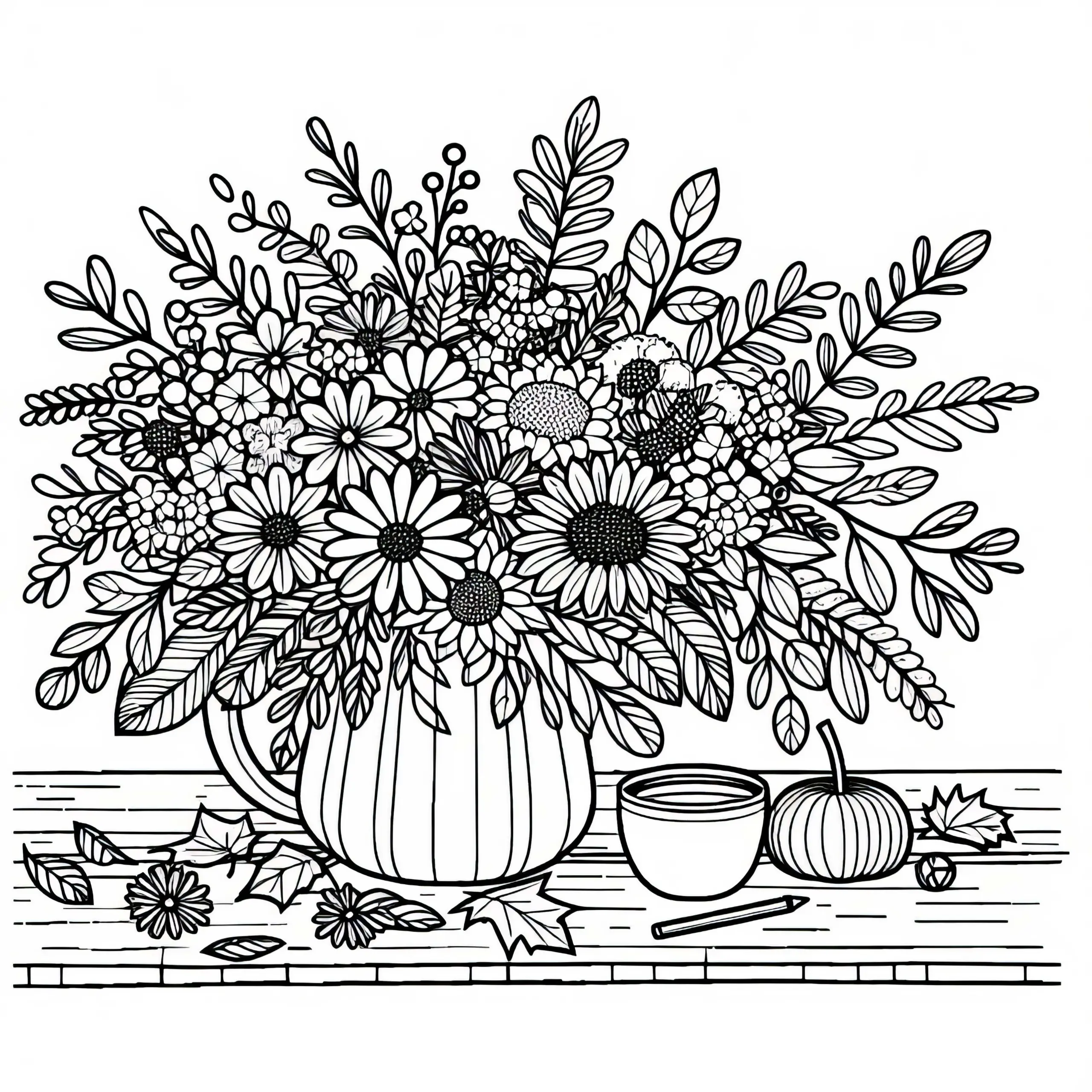 Herbstblumen Malvorlage Kostenlos (Ausmalbild)