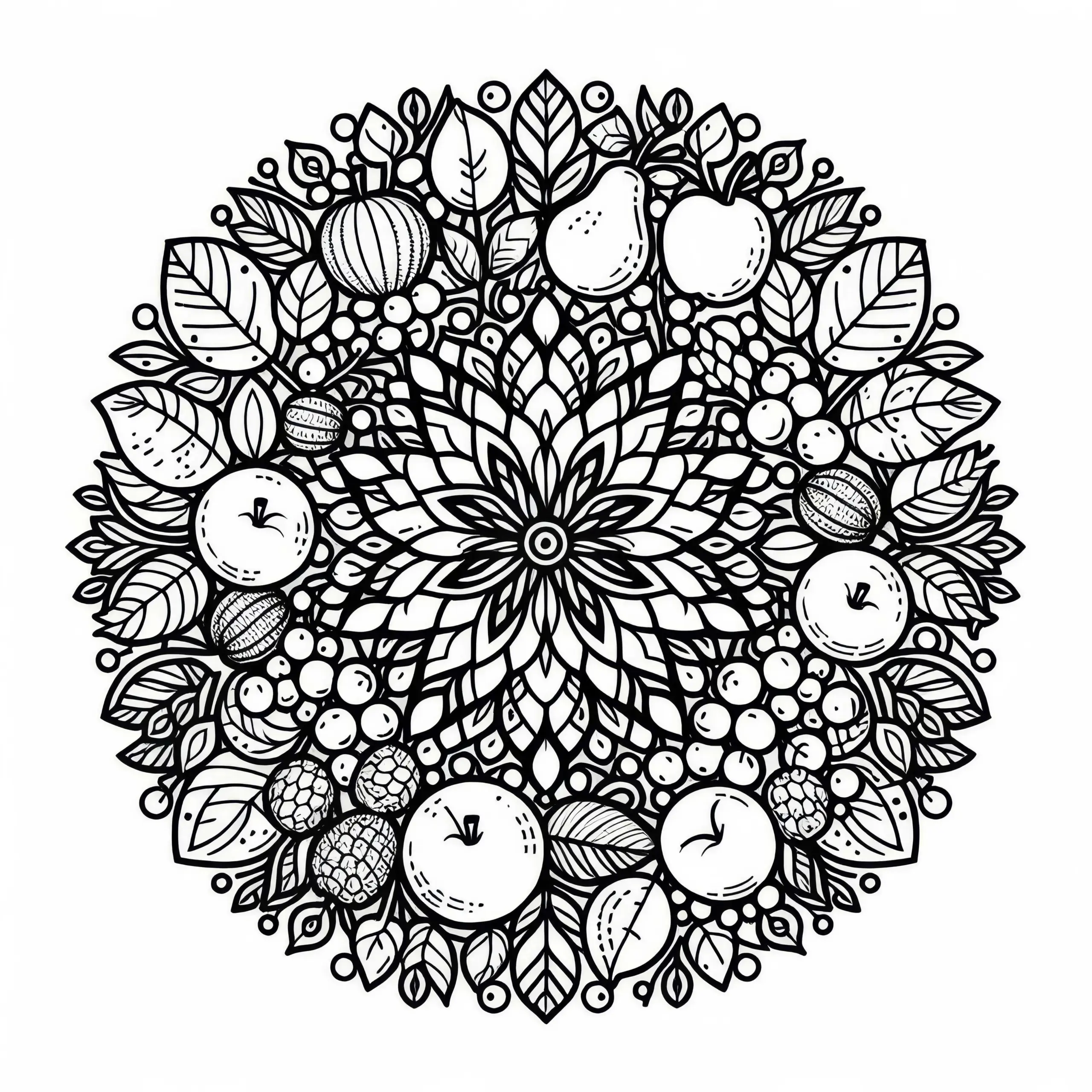 Herbstfrüchte Mandala Ausmalbild Kostenlos