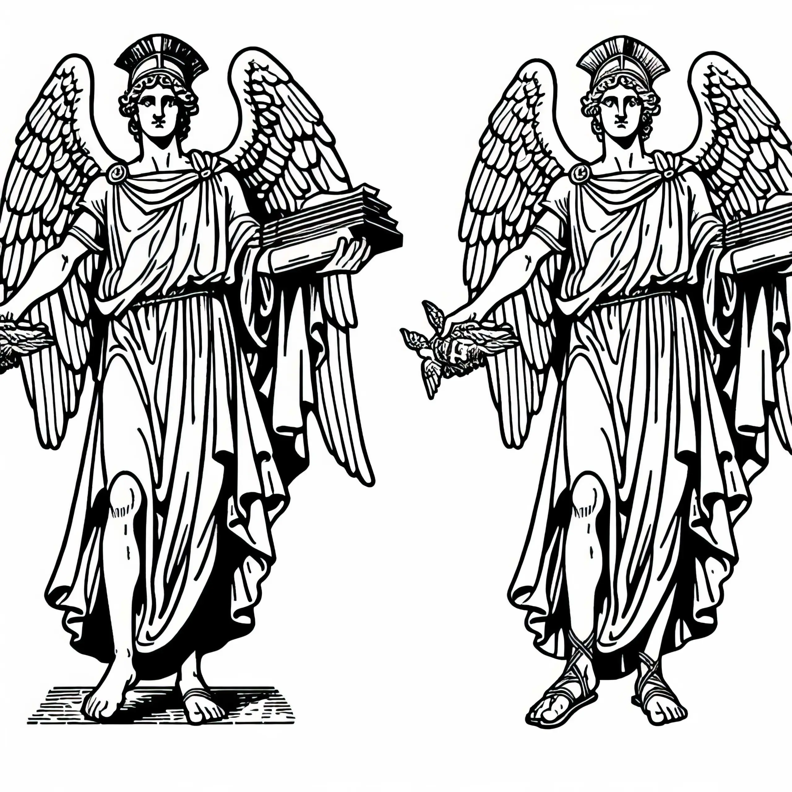 Hermes mit Flügelhelm und Sandalen, der Nachrichten überbringt – Malvorlage griechische Mythologie gratis (Ausmalbild)