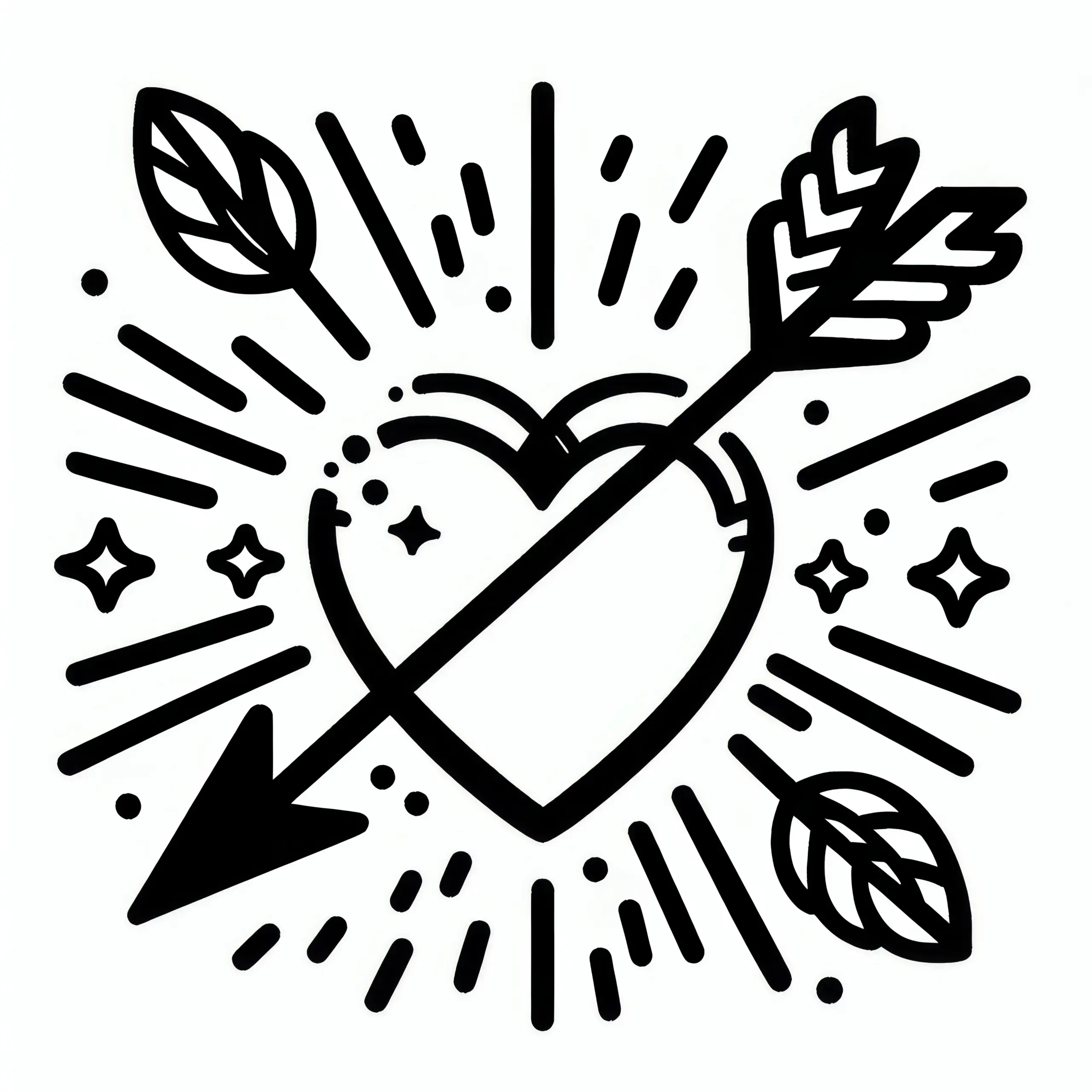 Herz mit Amorpfeil: Einfache Malvorlage zum Valentinstag (Kostenlos) (Ausmalbild)