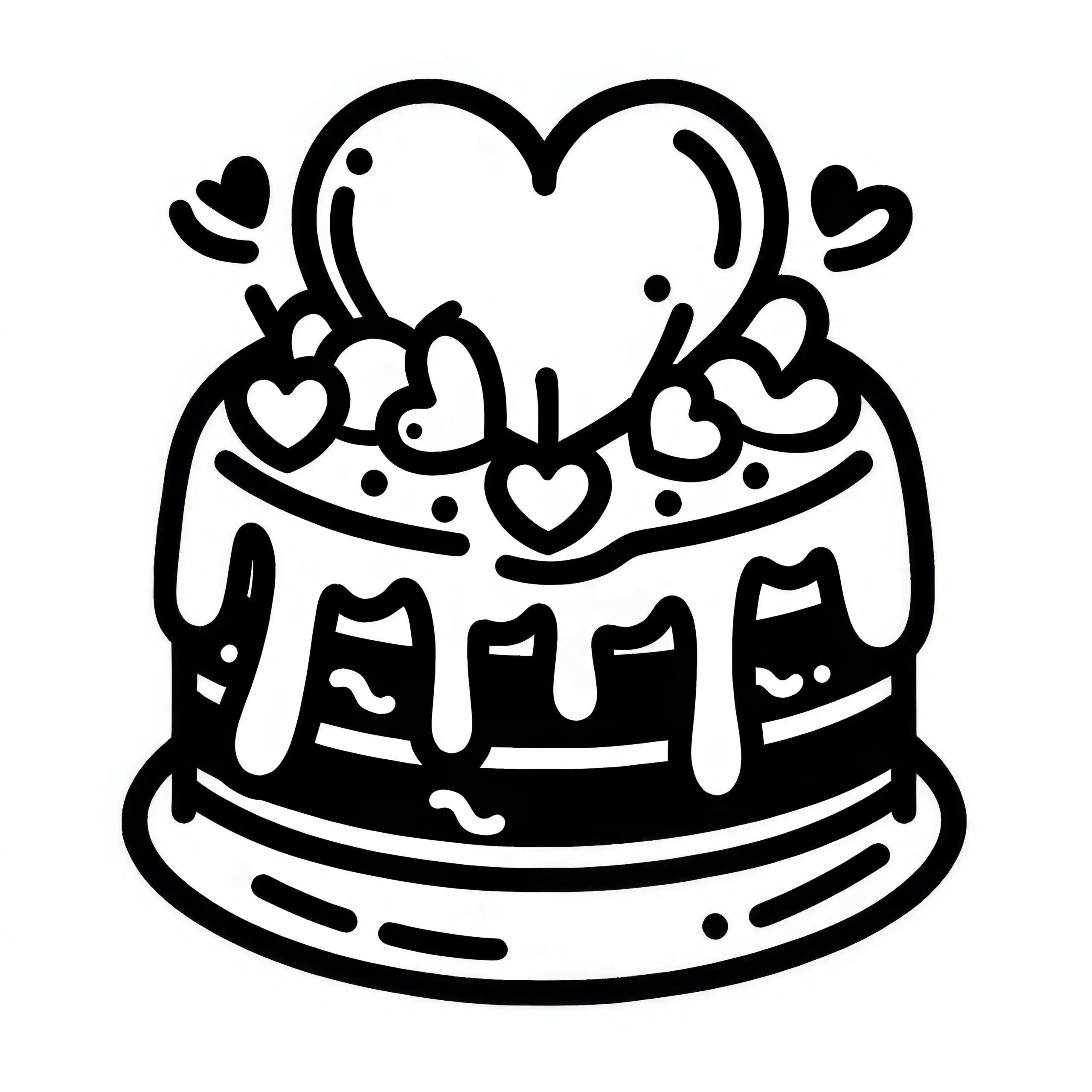 Herz auf Kuchen zum Valentinstag: Einfaches Ausmalbild zum kostenlosen Download