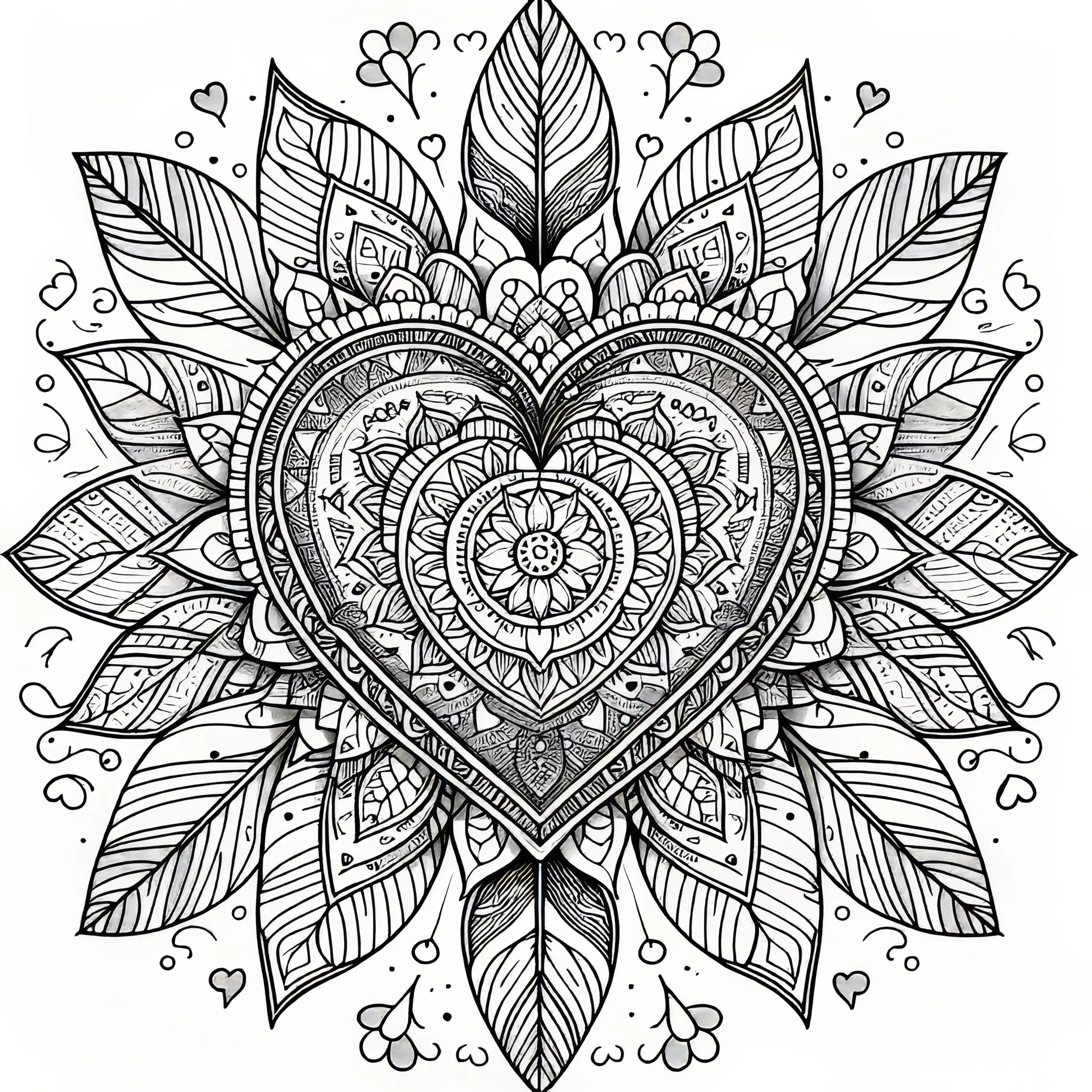 Herz Mandala zum Valentinstag: Malvorlage kostenlos zum Download (Gratis) (Ausmalbild)