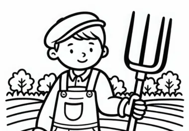 Heugabel für Bauern – Einfache Malvorlage Kostenlos