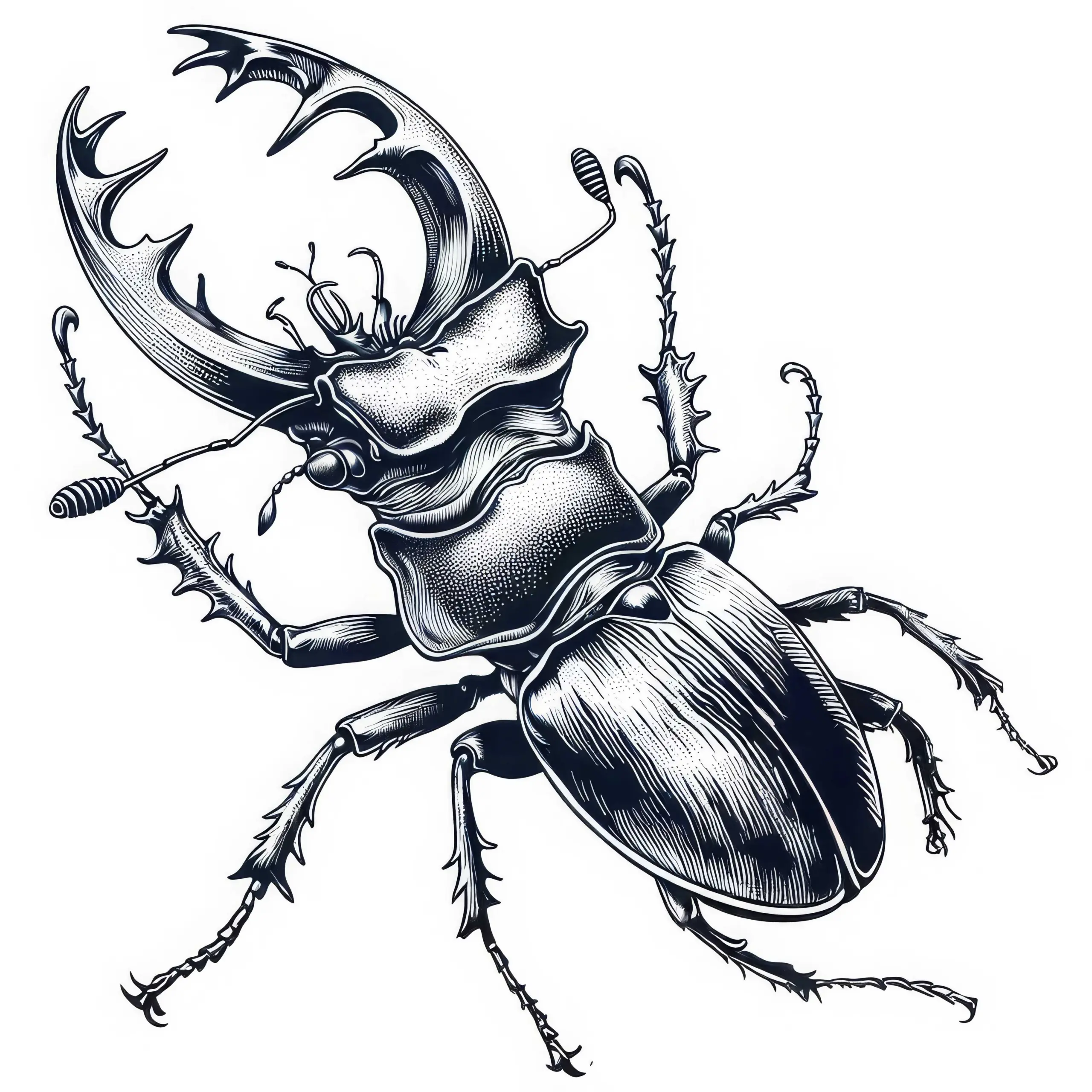 Hirschkäfer mit beeindruckenden Zangen: Ausmalbild zum Download (Gratis)
