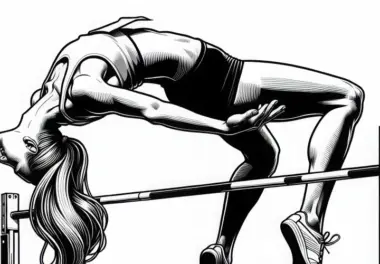 Hochspringerin überquert die Latte – Malvorlage Leichtathletik kostenlos
