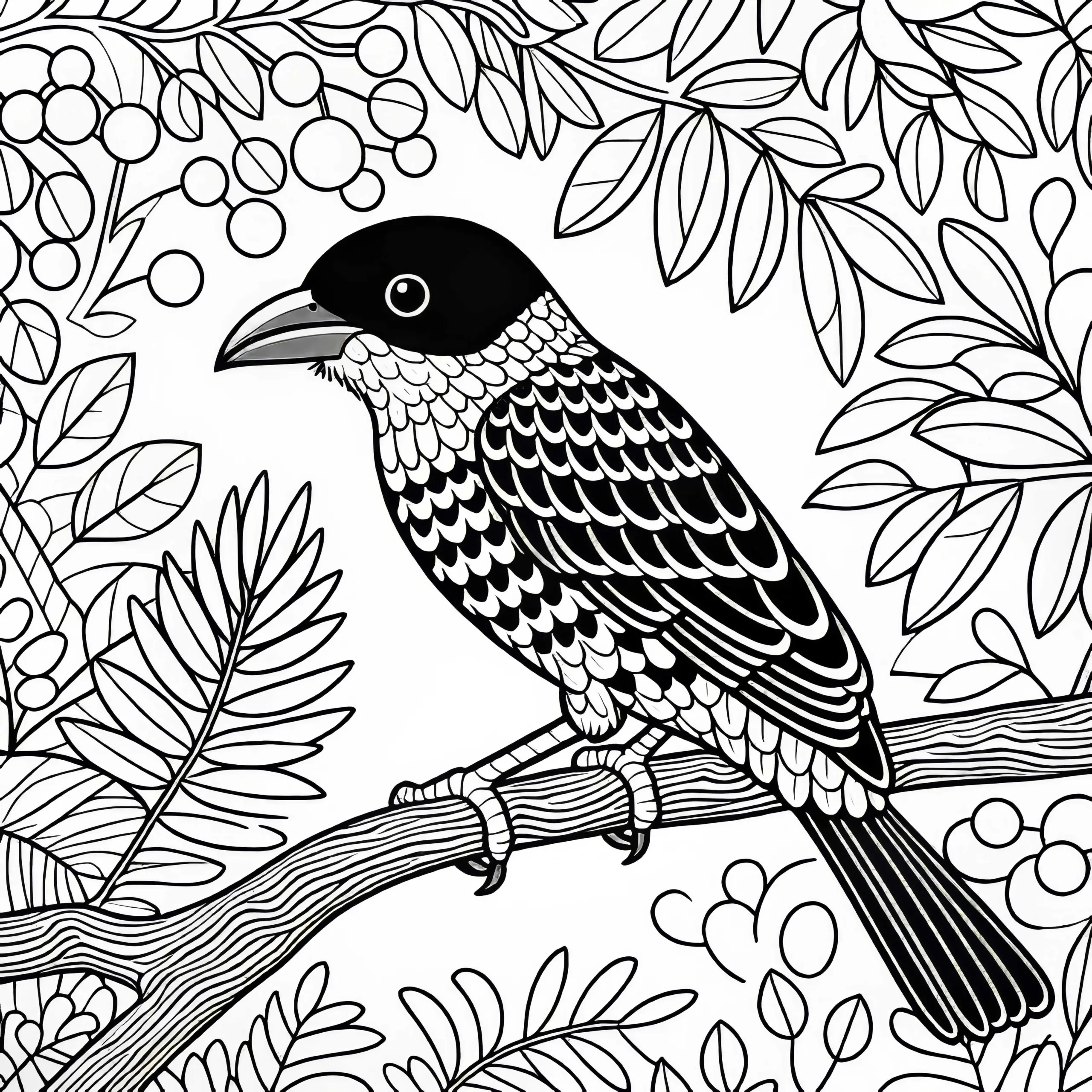 Honiganzeiger Greater Honeyguide Vogel Afrika Malvorlage Kostenlos (Ausmalbild)