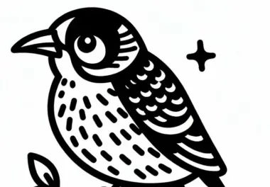 Ausmalbild eines Honigfressers, noisys Miners, Vogel aus Australien und Ozeanien