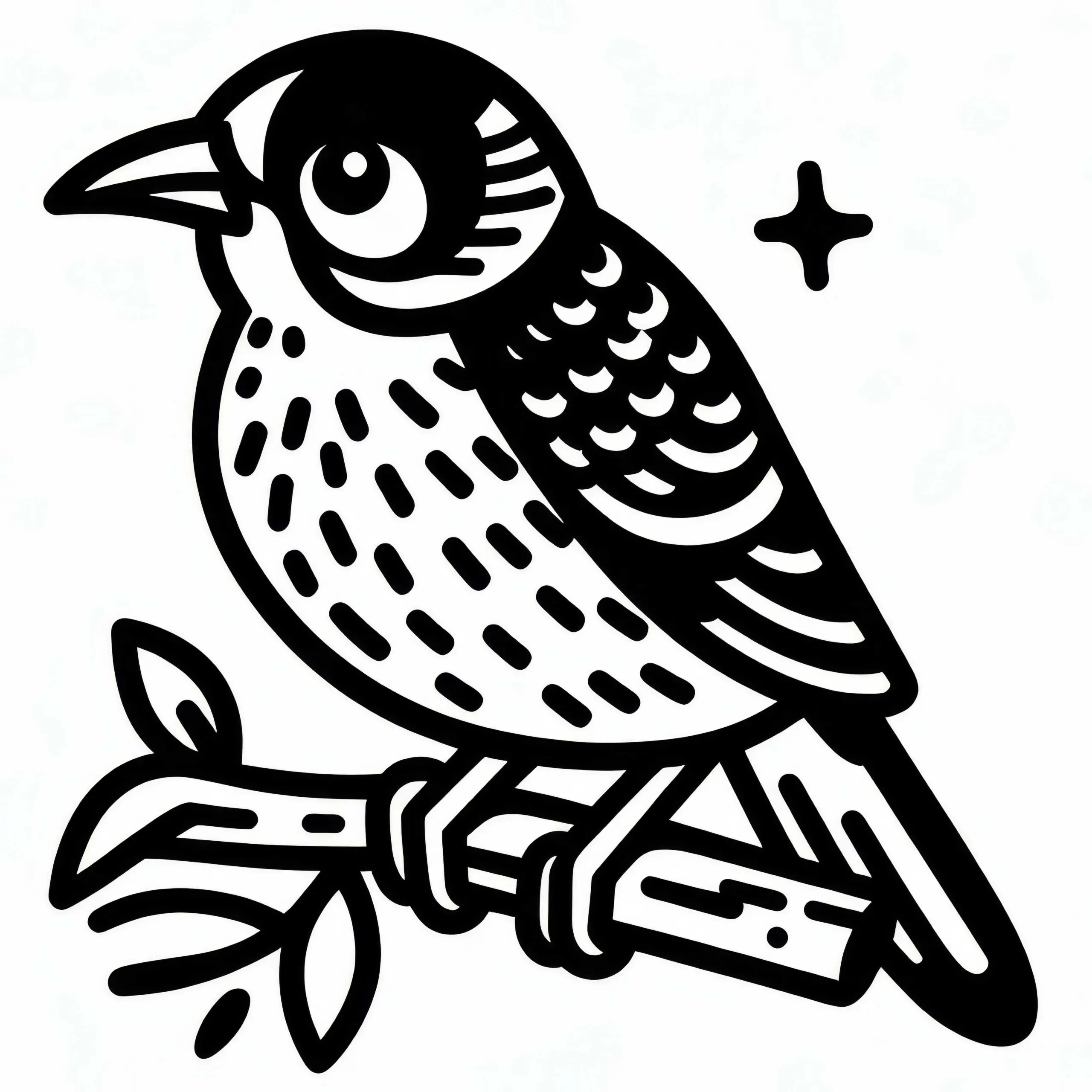 Ausmalbild eines Honigfressers, noisys Miners, Vogel aus Australien und Ozeanien