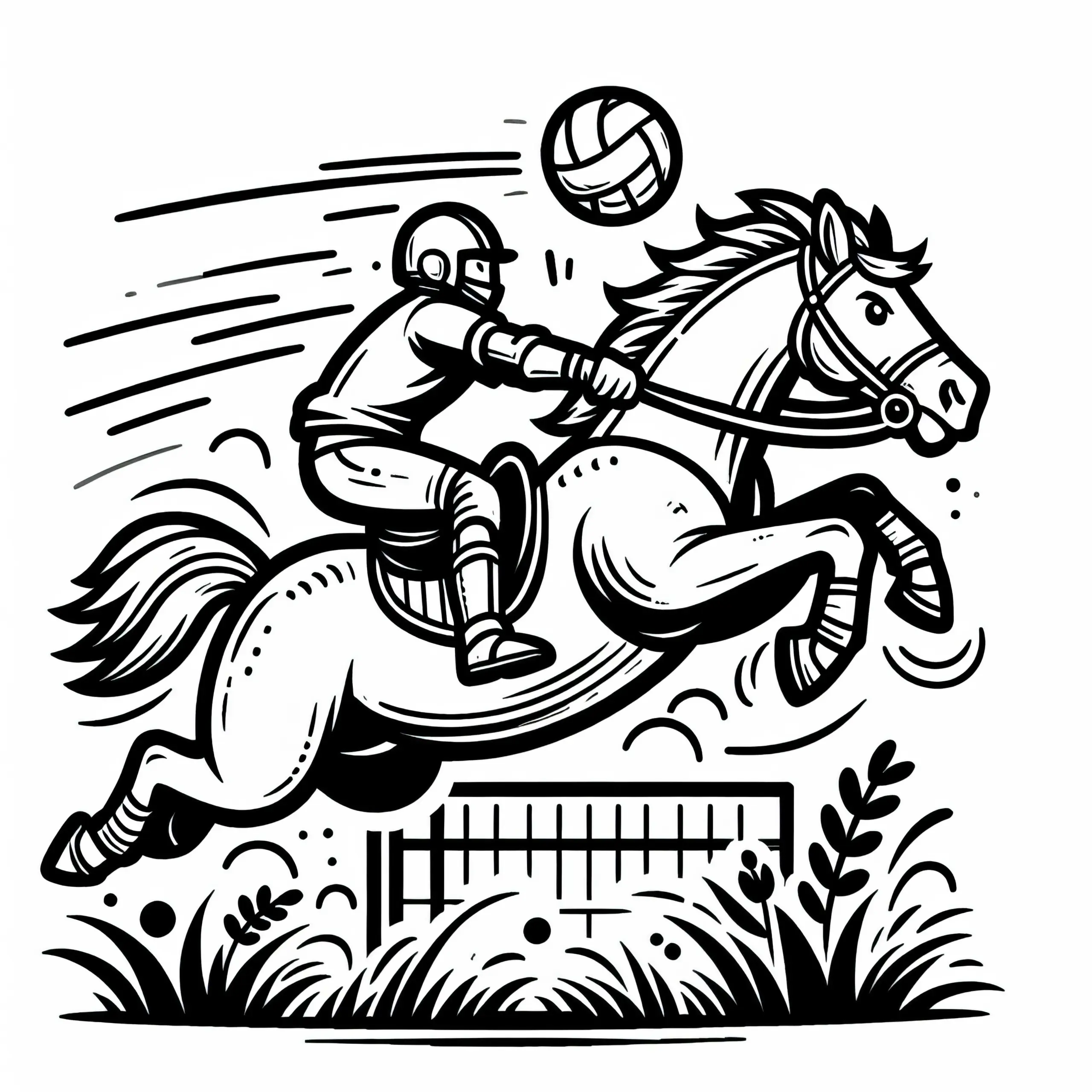 Ausmalbild für Horseball: Kostenlos herunterladen und online ausmalen