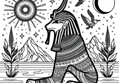 Ausmalbild Horus – Ägyptisches Sternzeichen Kostenlos
