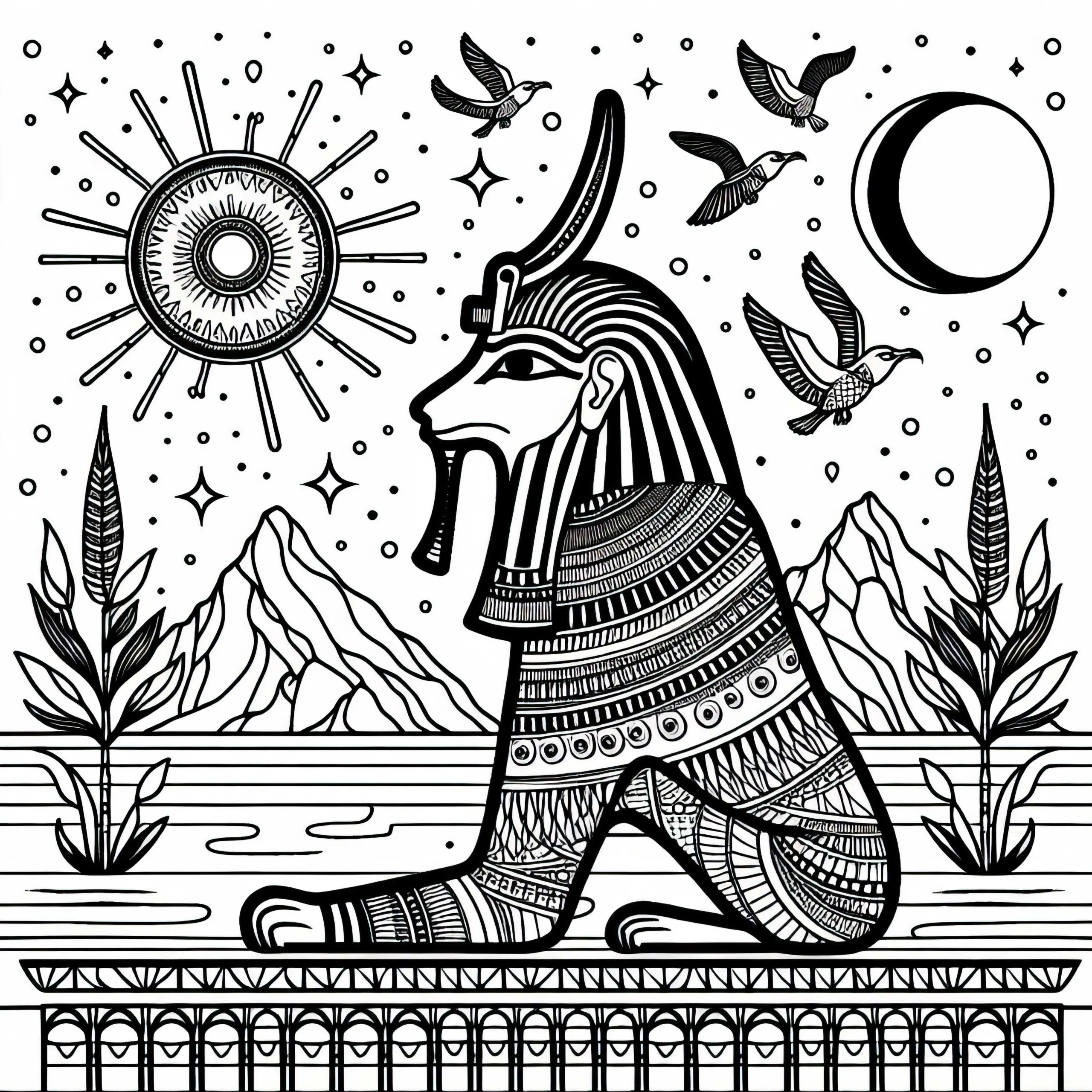 Ausmalbild Horus – Ägyptisches Sternzeichen Kostenlos