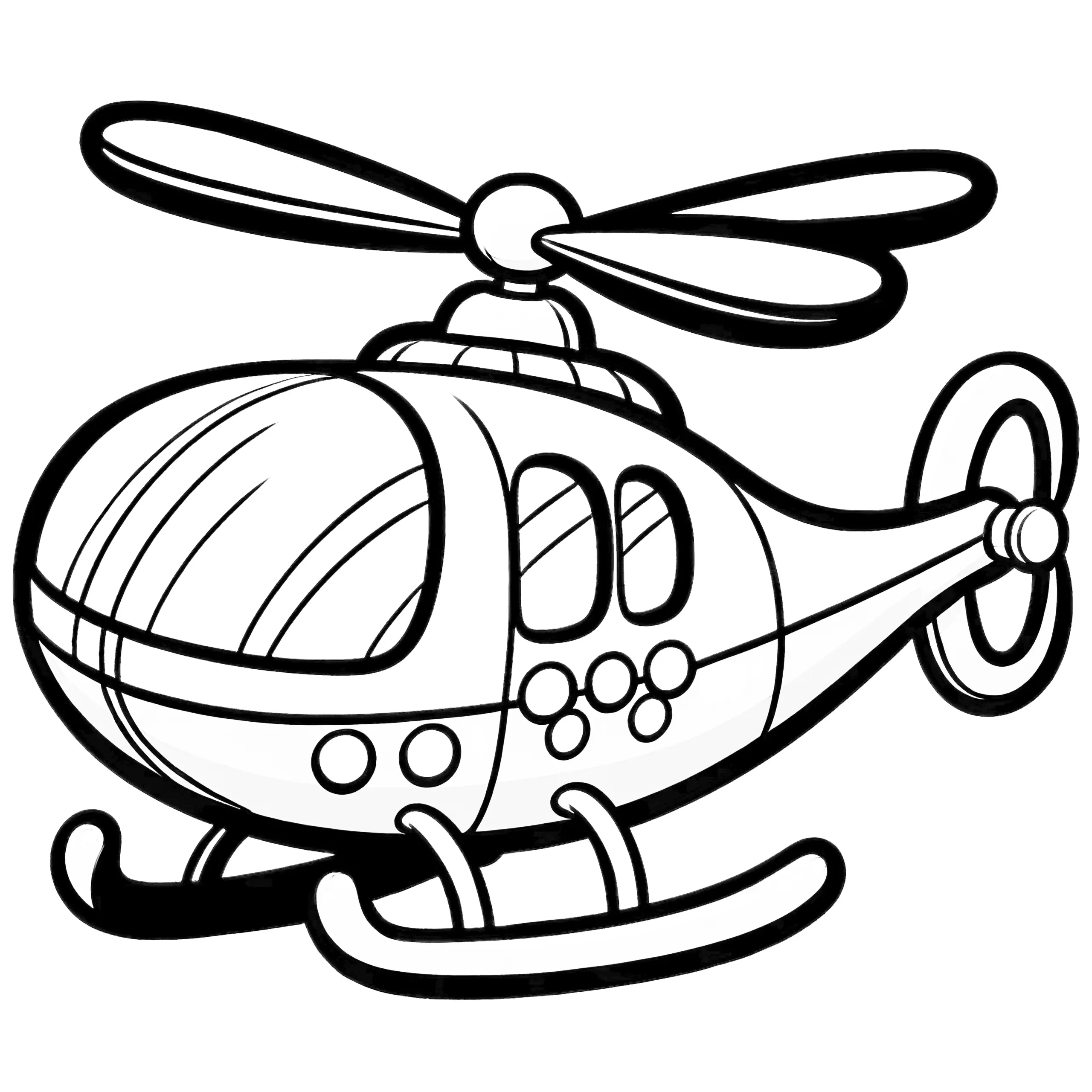 Hubschrauber: Einfaches Bild zum Ausmalen für Kinder (Kostenlos) (Ausmalbild)