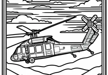 Hubschrauber in der Luft – Malvorlage gratis