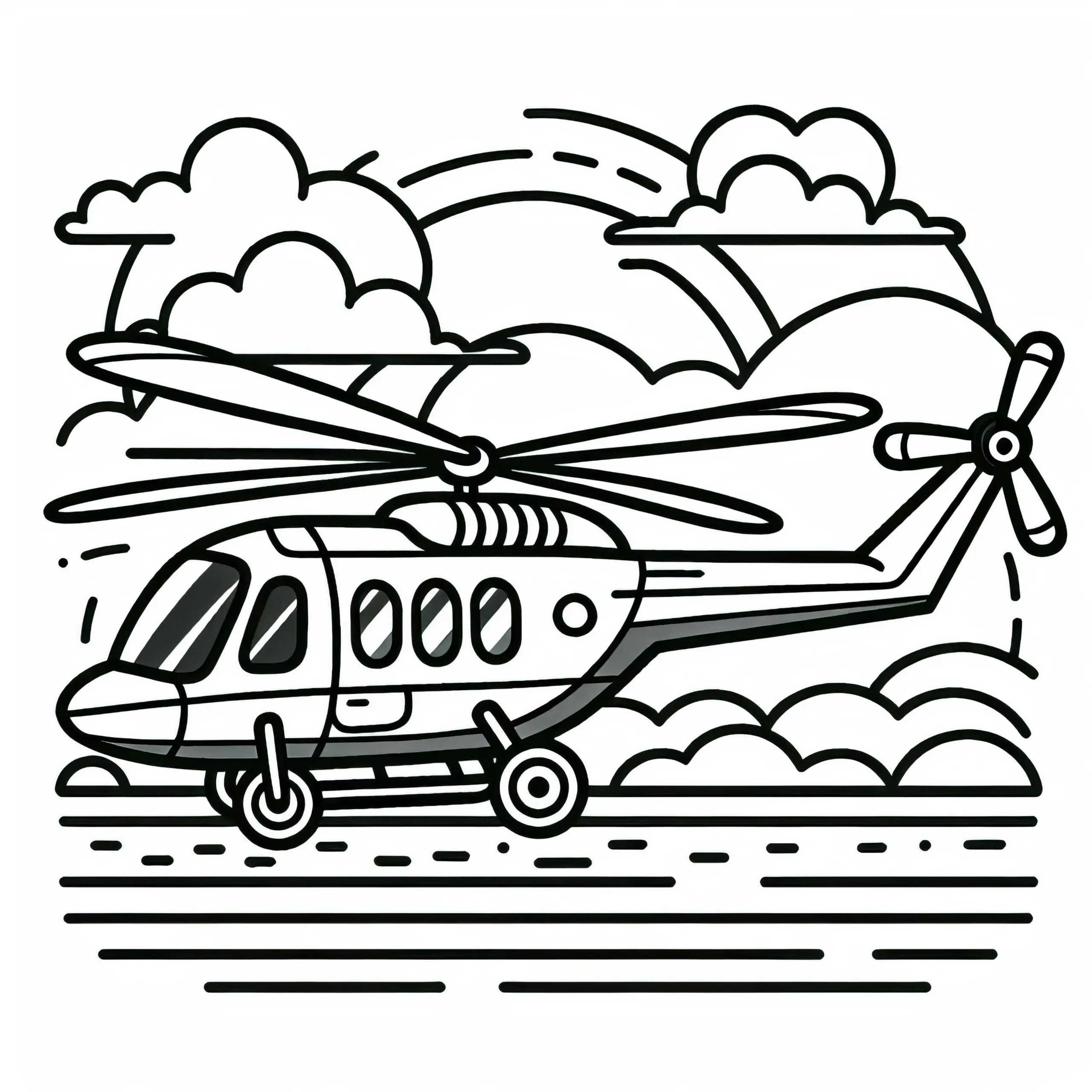 Hubschrauber Malvorlage Kostenlos (Ausmalbild)