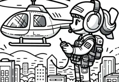 Hubschrauberpilotin Ausmalbild Kostenlos zum Download
