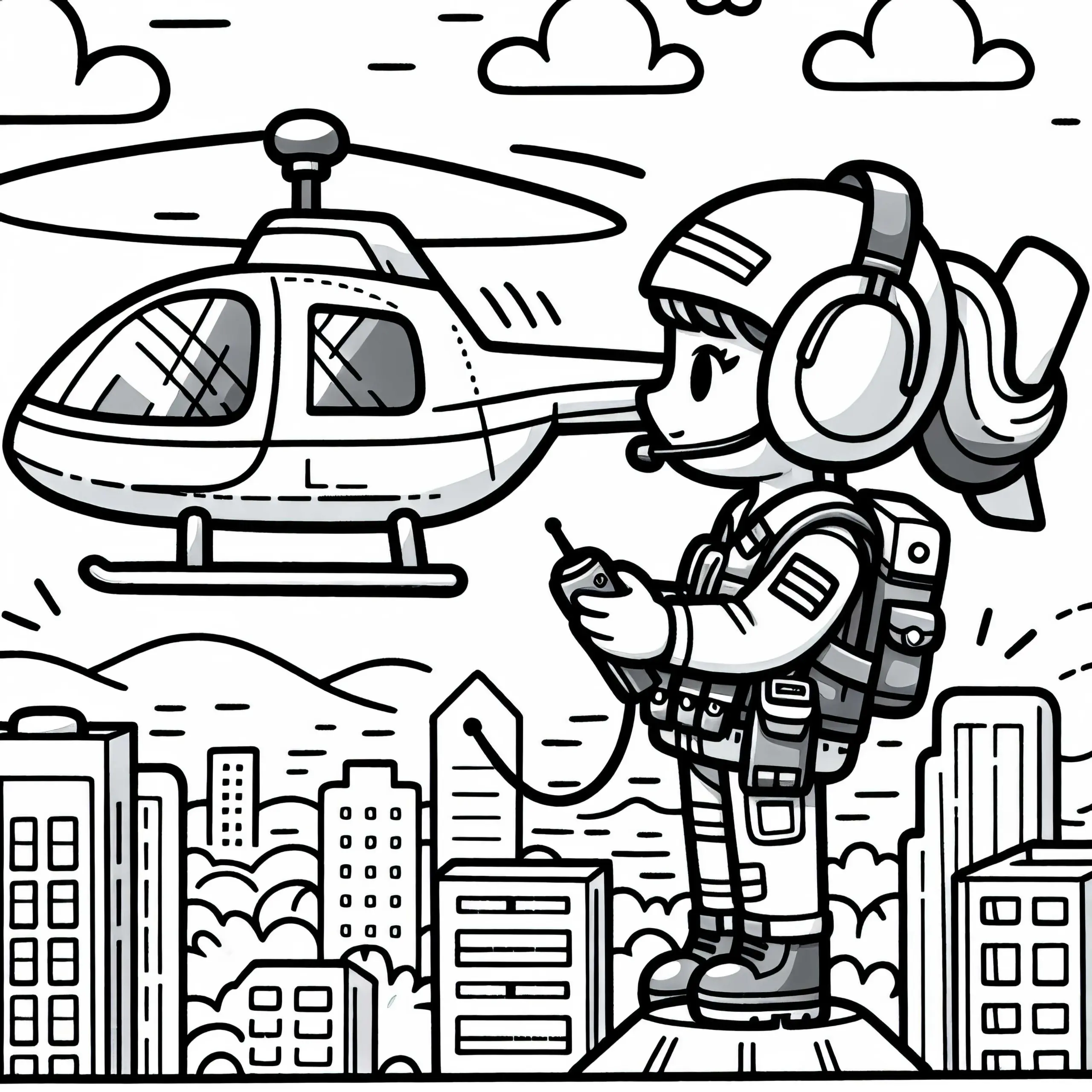 Hubschrauberpilotin Ausmalbild Kostenlos zum Download