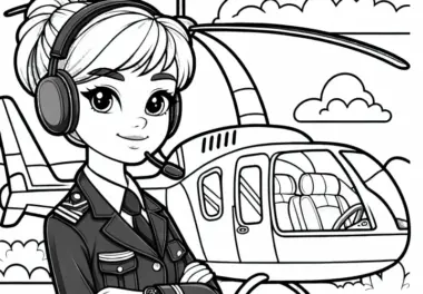 Hubschrauberpilot – Malvorlage Gratis