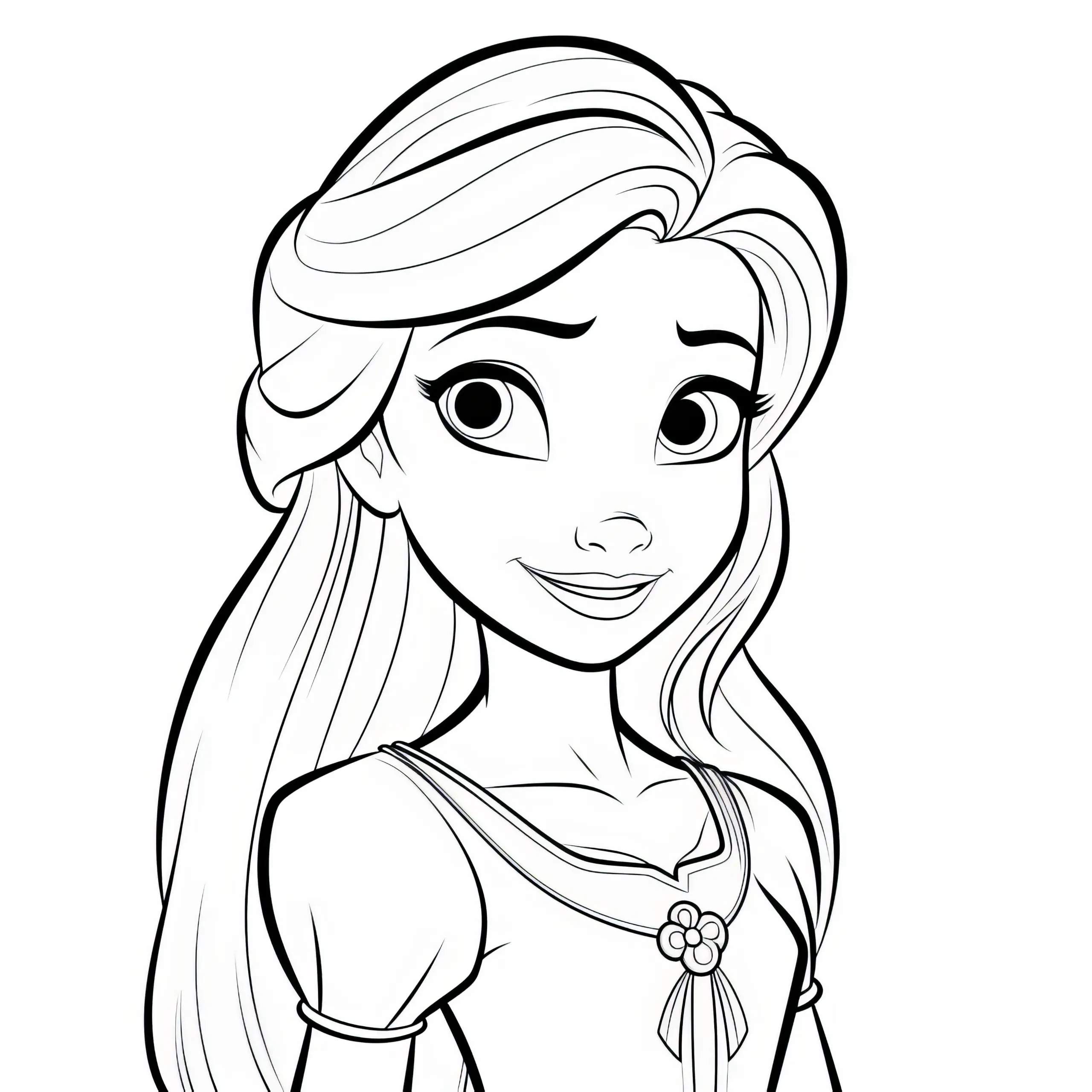 Hübsche Prinzessin mit langem Haar als Malvorlage (Ausmalbild)
