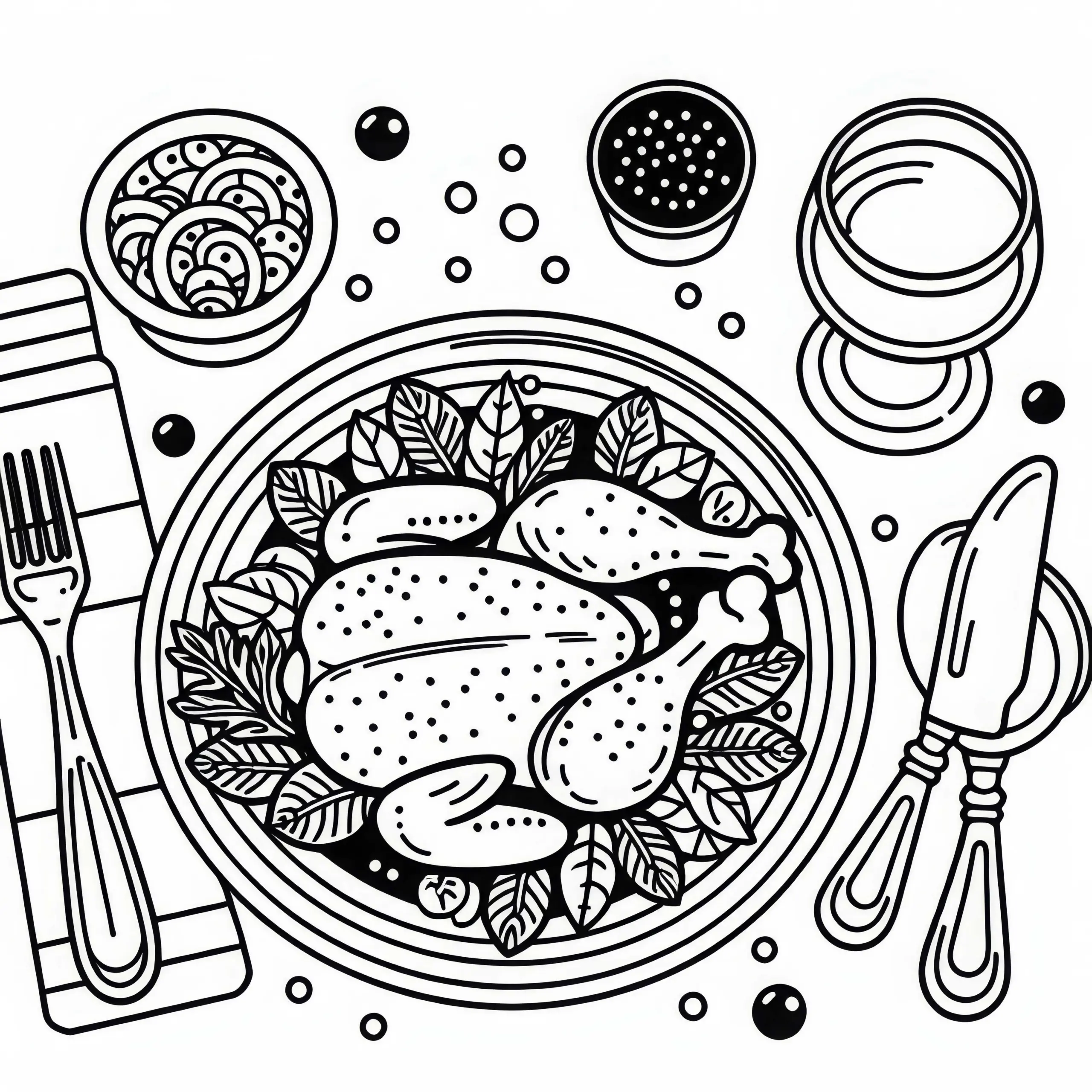 Huhn als Hauptgericht – Ausmalbild kostenlos