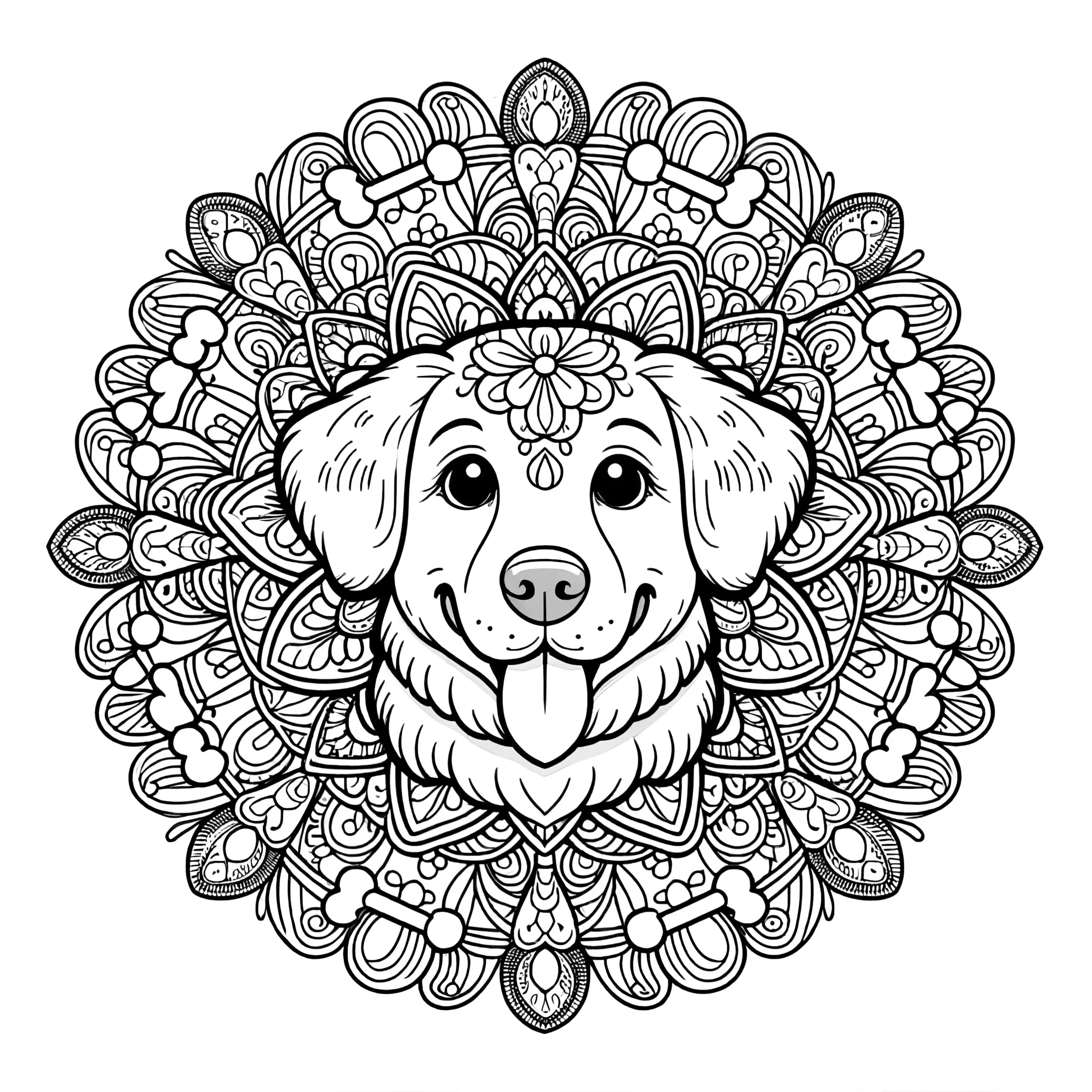Hund Mandala: Kostenloses Ausmalbild zum Download