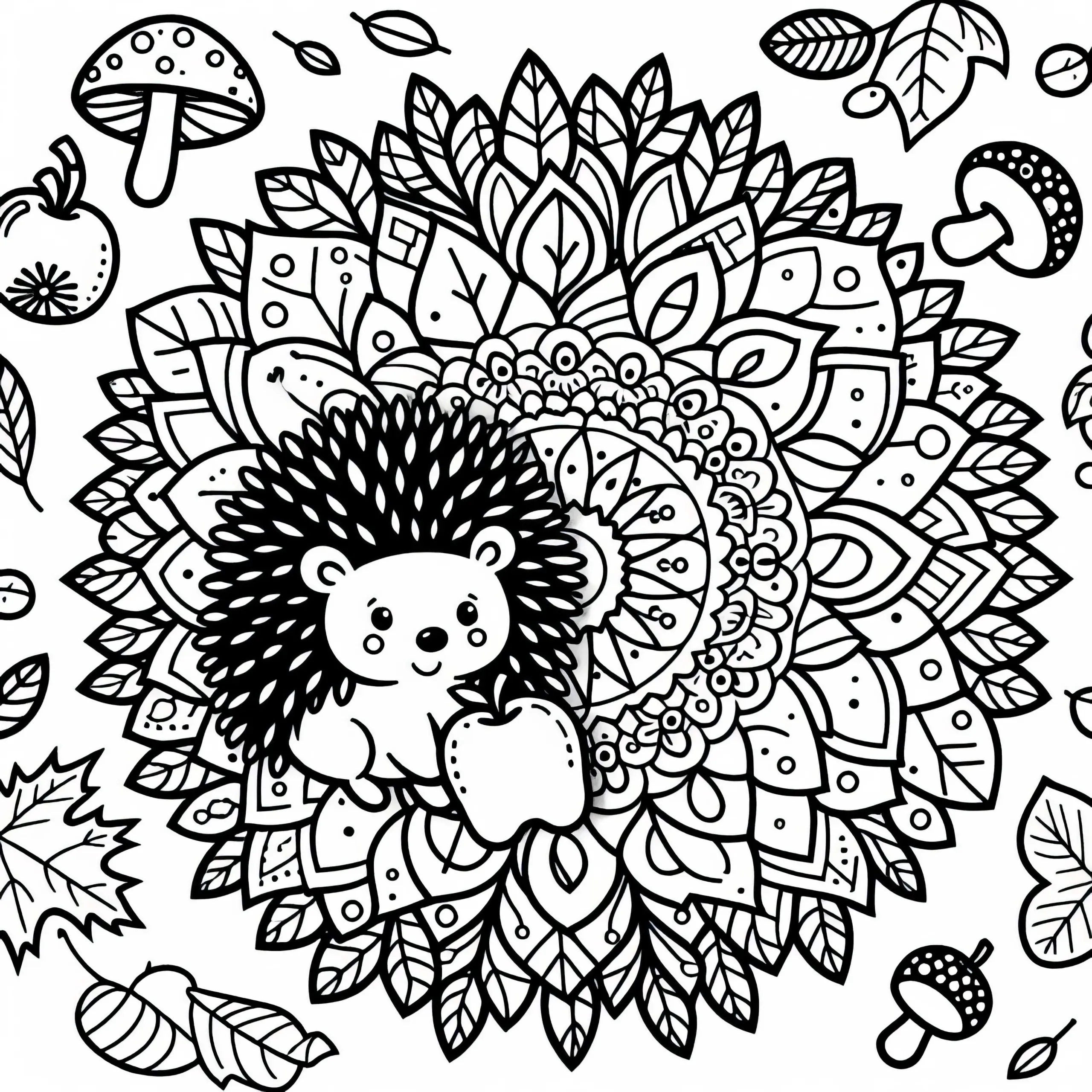 Igel Mandala Malvorlage Herbst Kostenlos (Ausmalbild)